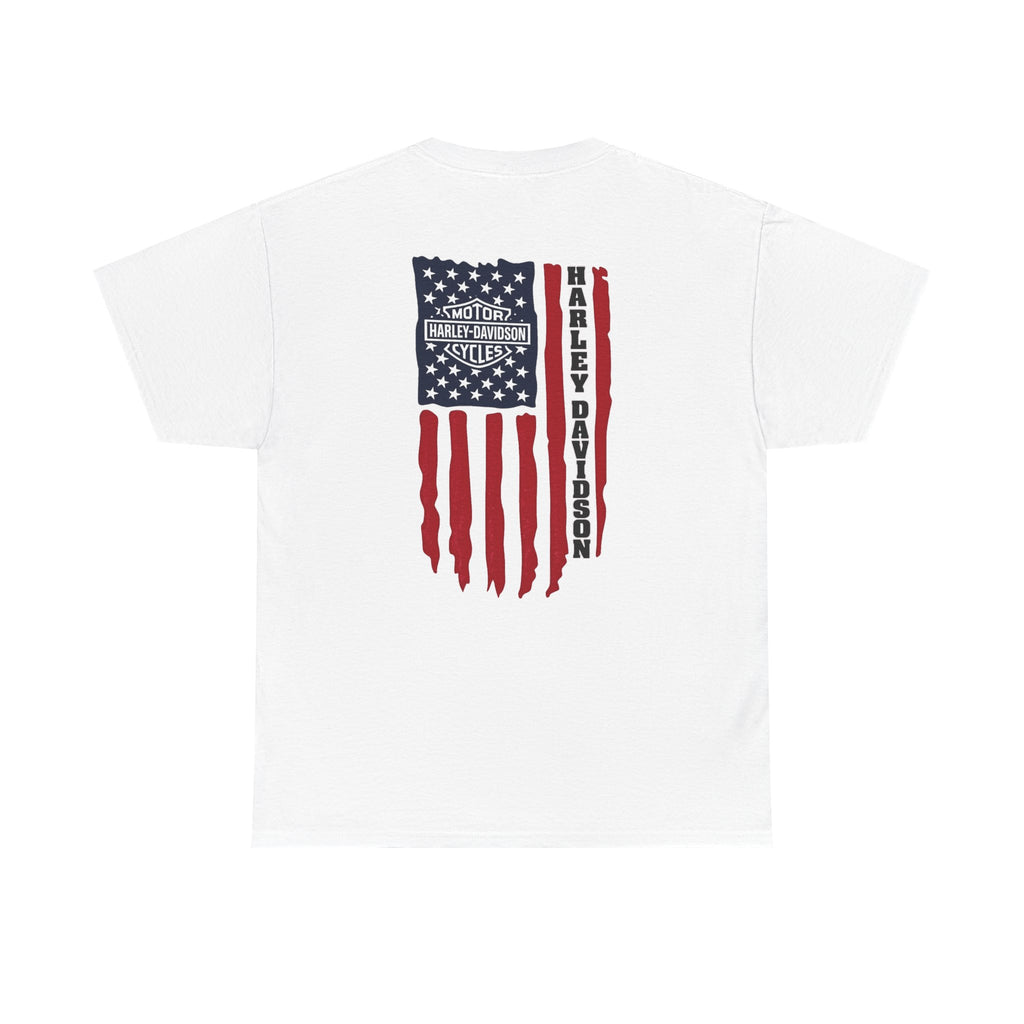 Harley-Style Flag Tee — American Motorcycle Logo T-Shirt