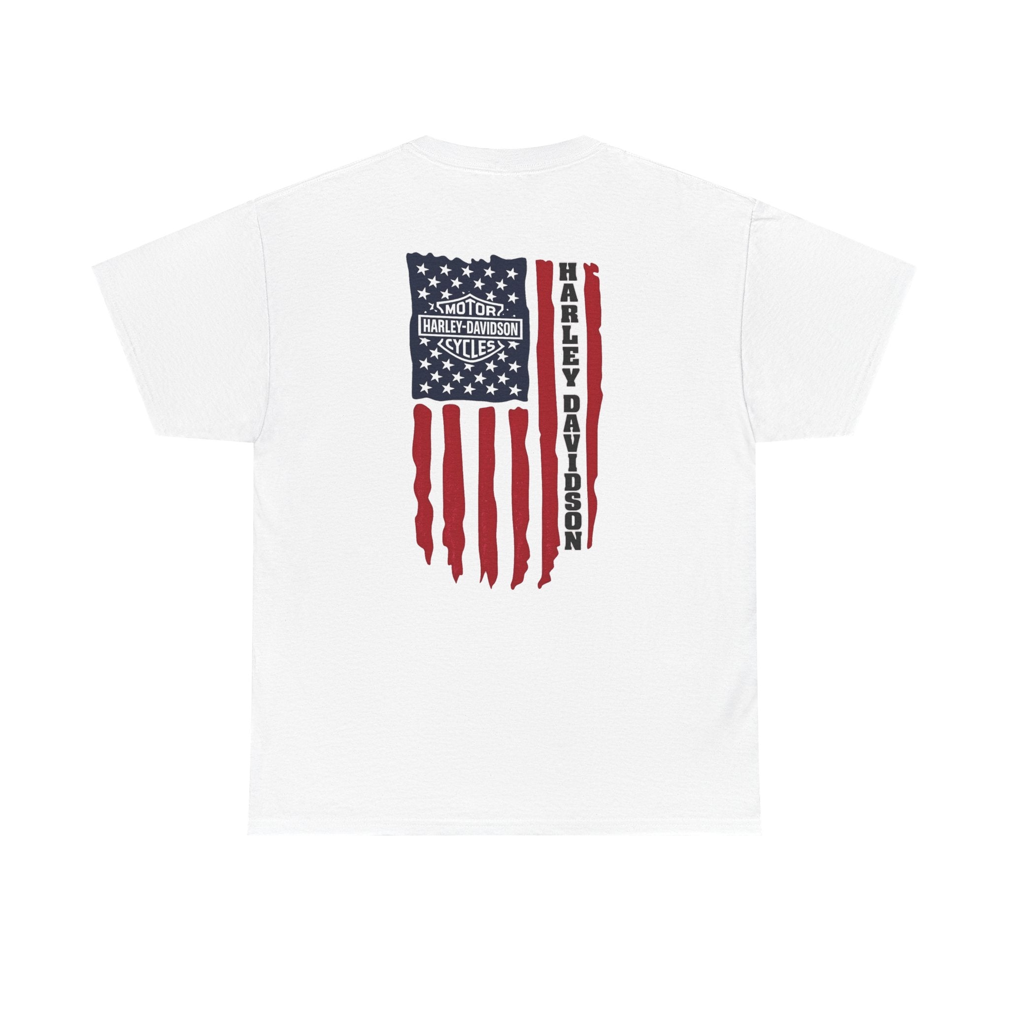 Harley-Style Flag Tee — American Motorcycle Logo T-Shirt