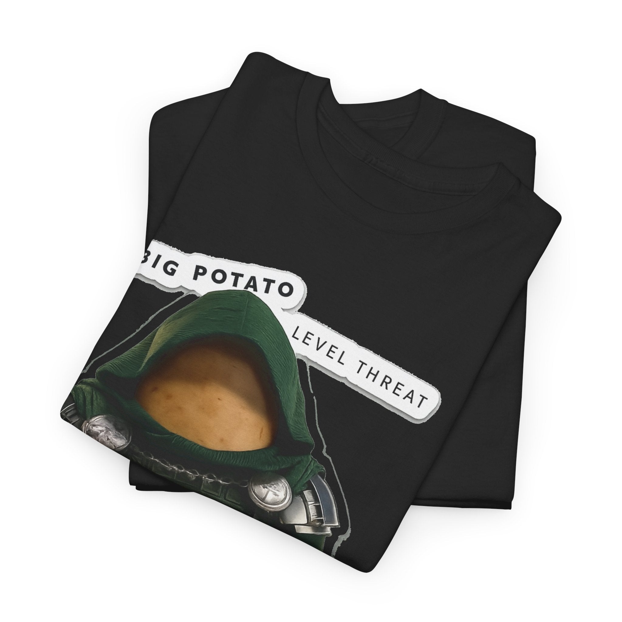 Big Potato "Level Threat" Doom Tee — Funny Potato Soldier Graphic T-Shirt