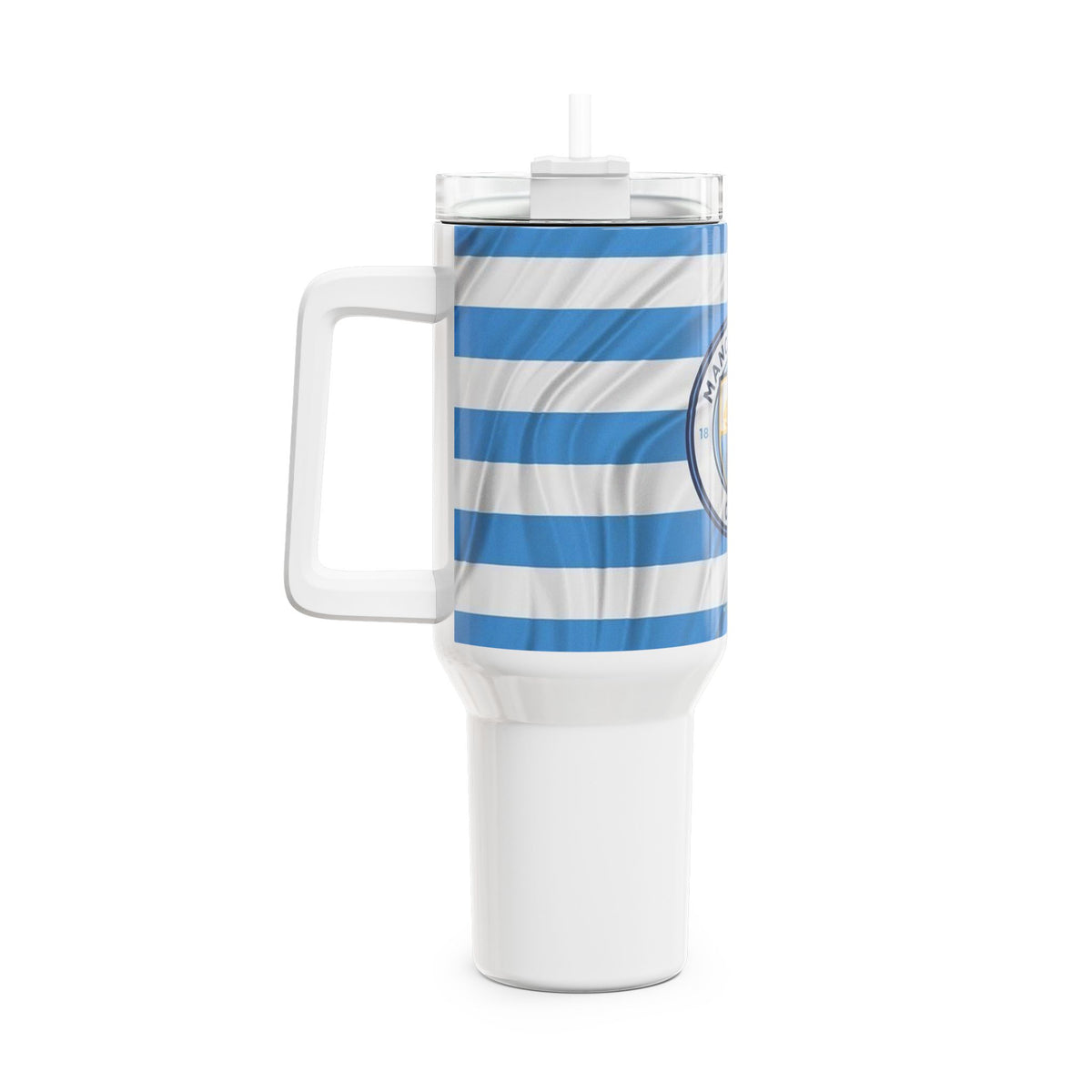 Manchester City 40oz Tumbler – Sky Blue Striped Insulated Travel Cup