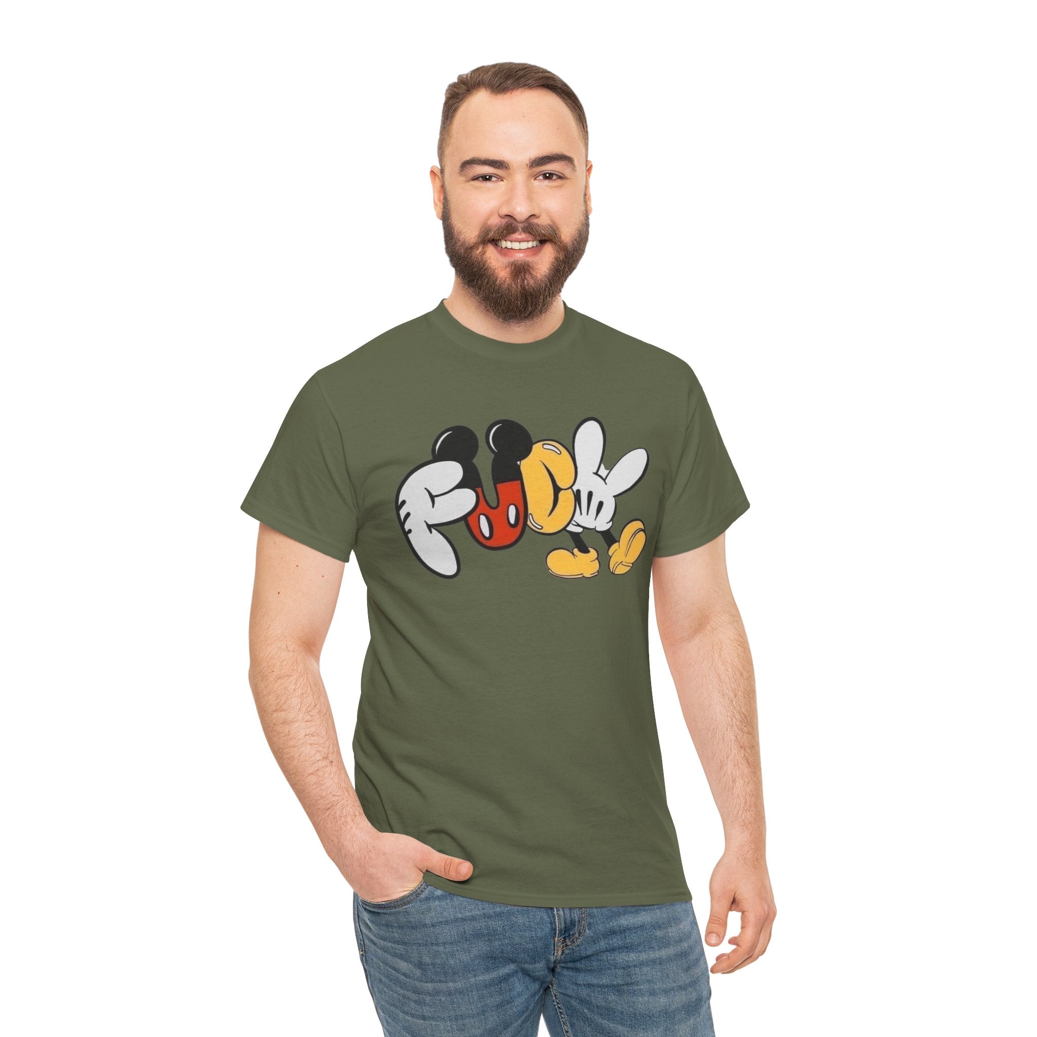 F**K Disney Graphic Tee — Playful Cartoon Hands & Shoes Design