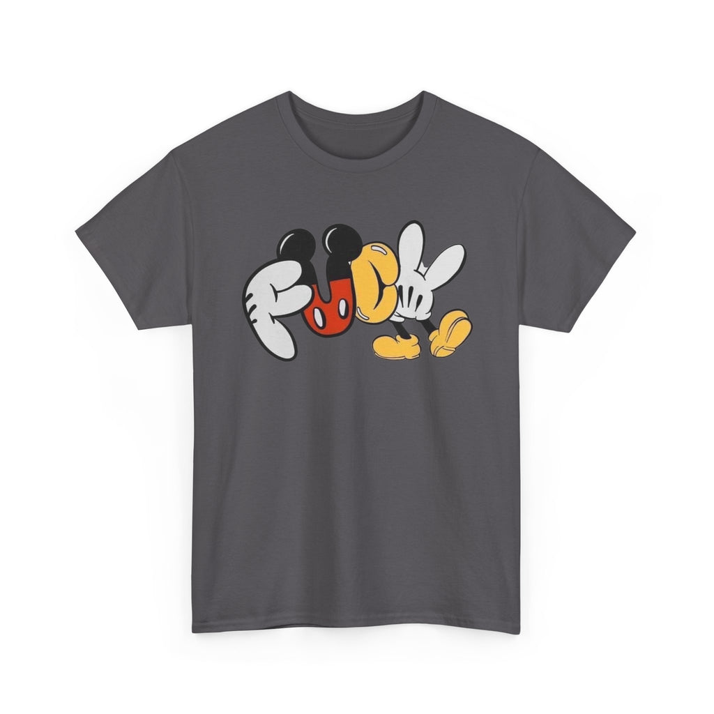 F**K Disney Graphic Tee — Playful Cartoon Hands & Shoes Design
