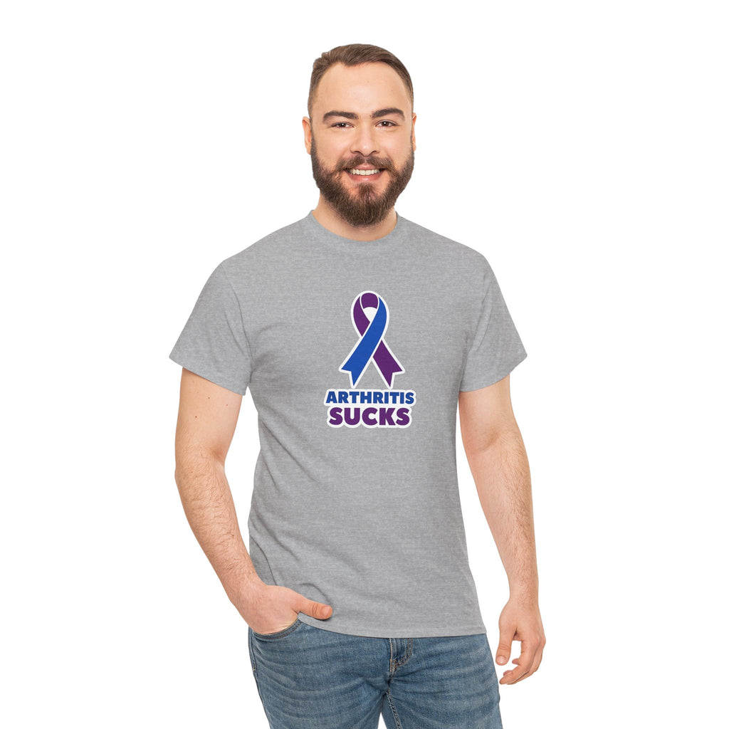 Arthritis Sucks Awareness T-Shirt — Purple & Blue Ribbon Support Tee
