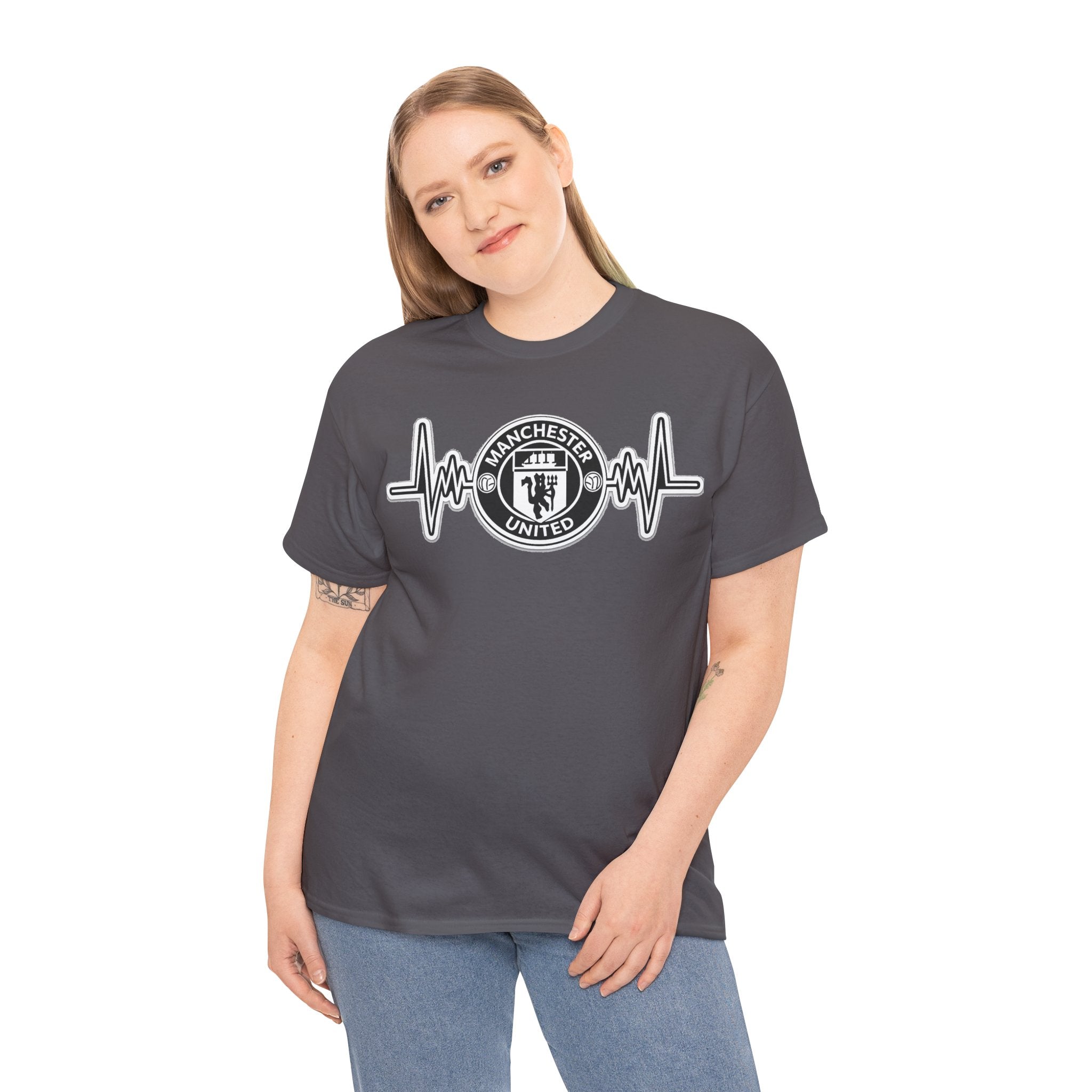 Manchester United Inspired Heartbeat T‑Shirt — Football Fan Pulse Tee