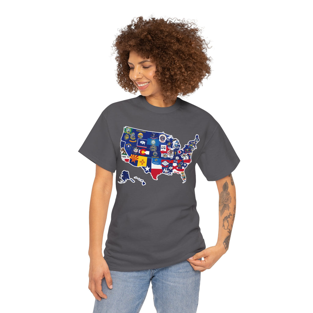 USA Map Flag T-Shirt — United States State Flag Map Tee