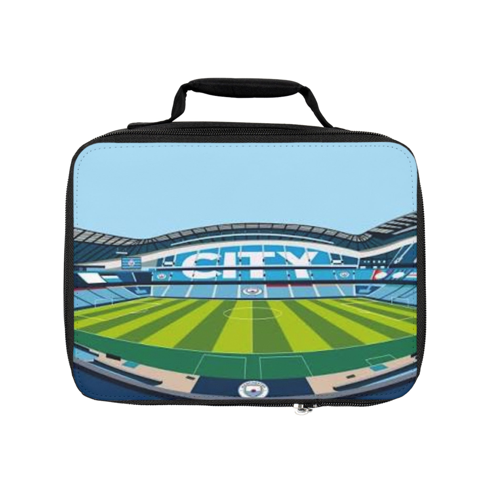 Manchester City Etihad Stadium View Lunch Bag — 'CITY' Football Field Design