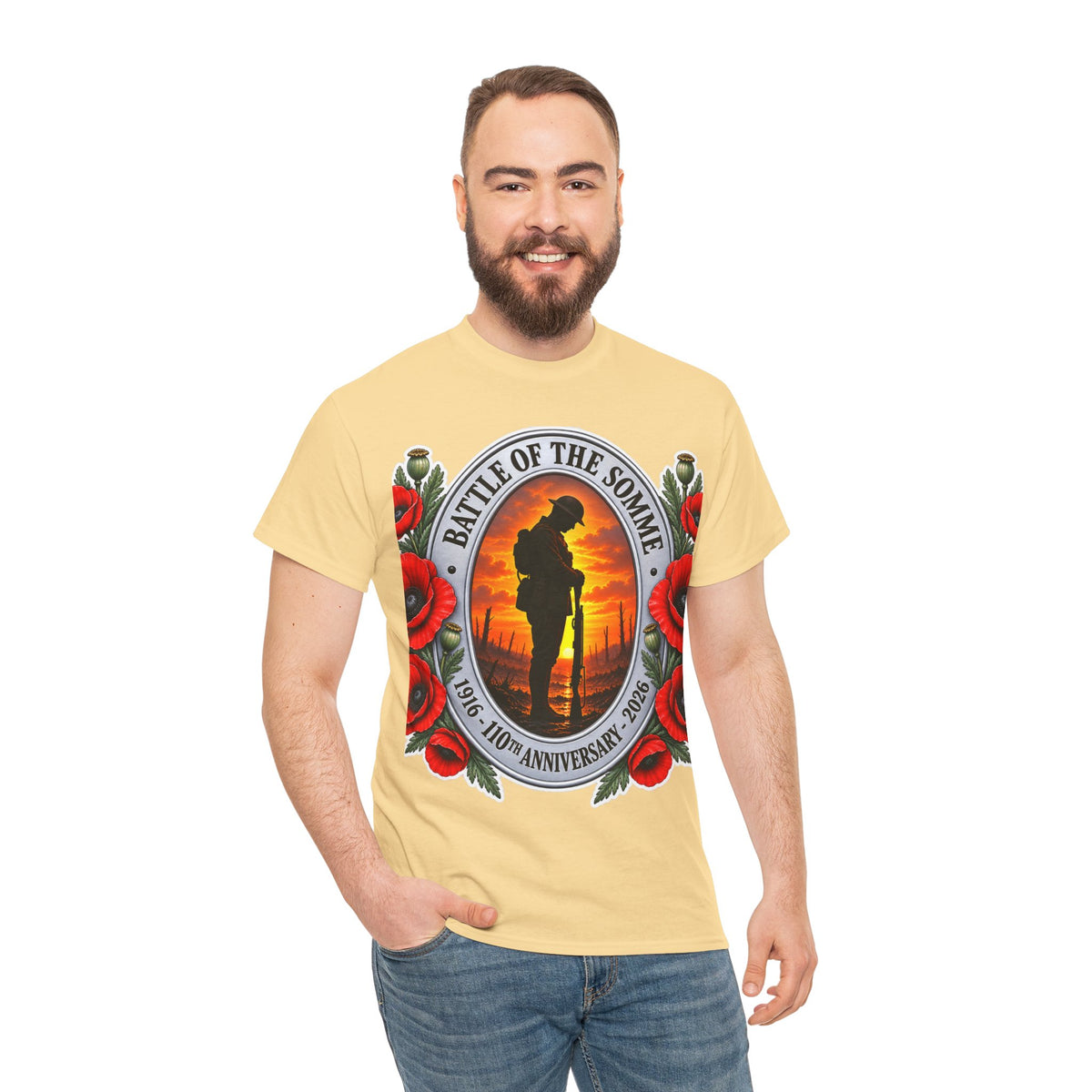 Battle of the Somme Memorial Cotton T-Shirt — 100th Anniversary Poppy Tribute