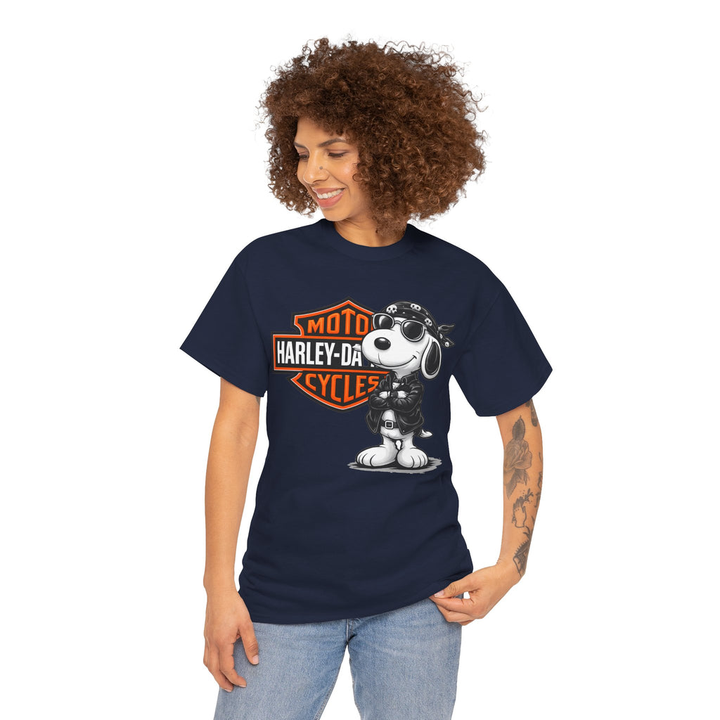 Harley-Style Snoopy Biker Cotton T-Shirt / Tee
