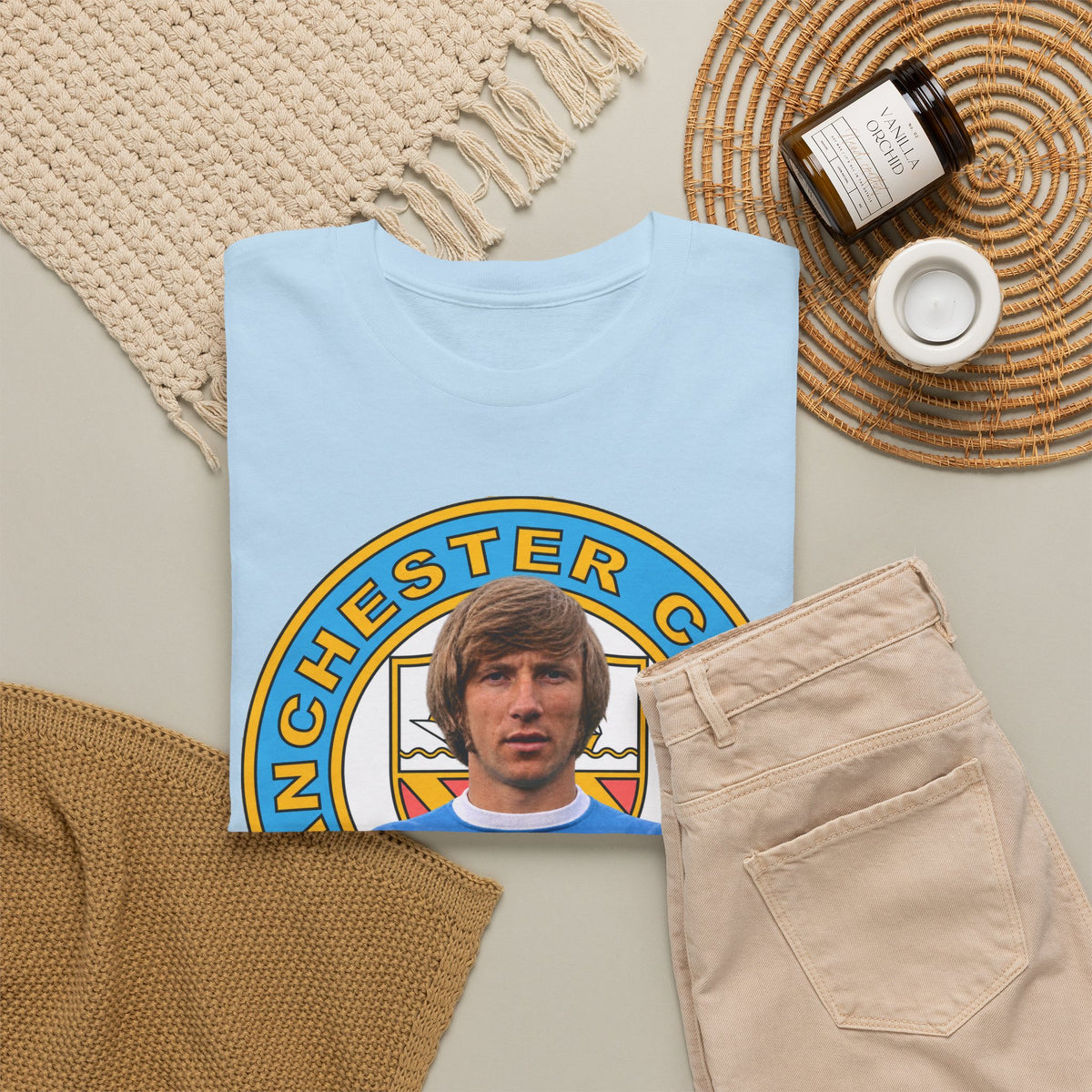 Colin Bell Manchester City Legend Cotton Tee — Retro Player Graphic