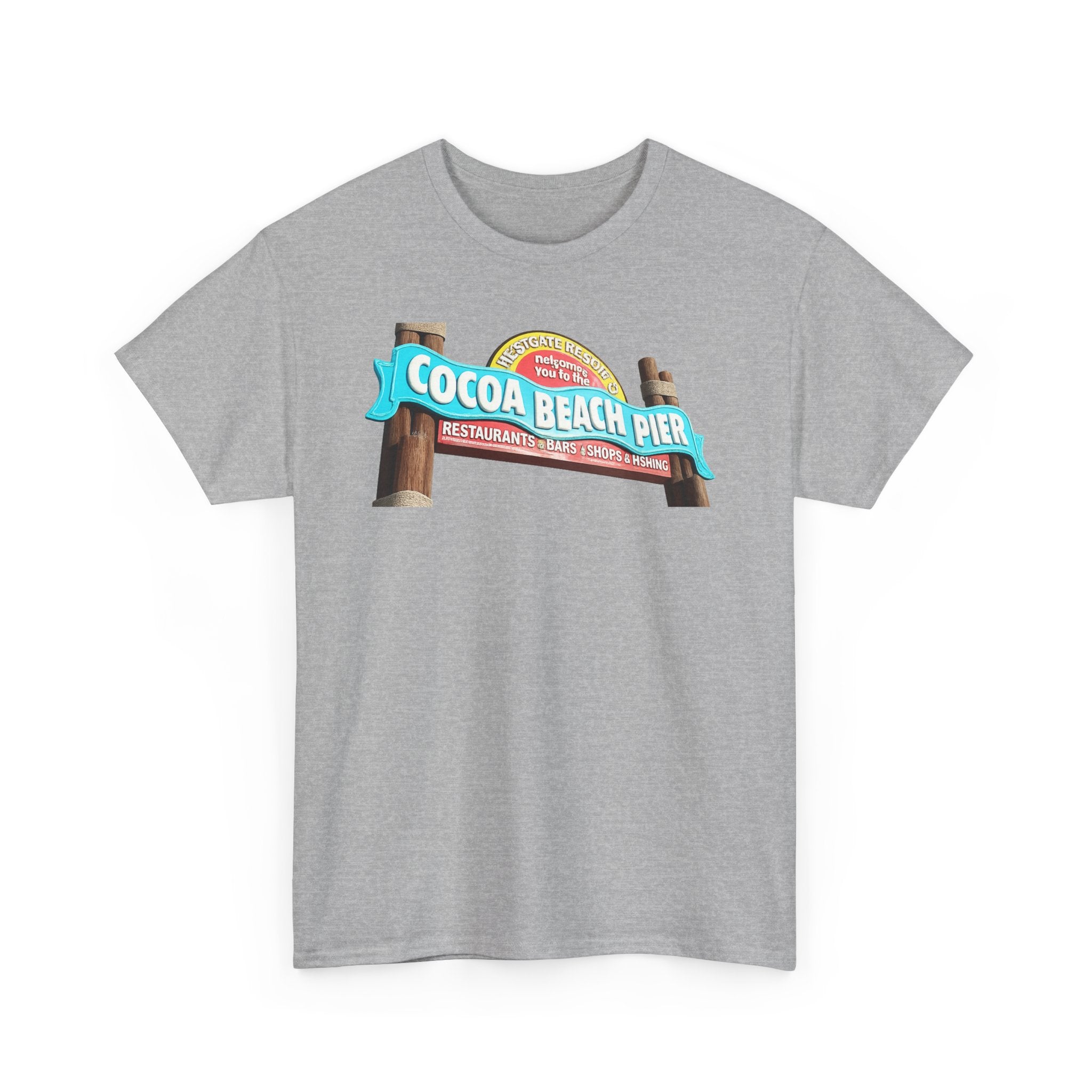 Cocoa Beach Pier T‑Shirt — Retro Beach Sign Vacation Tee