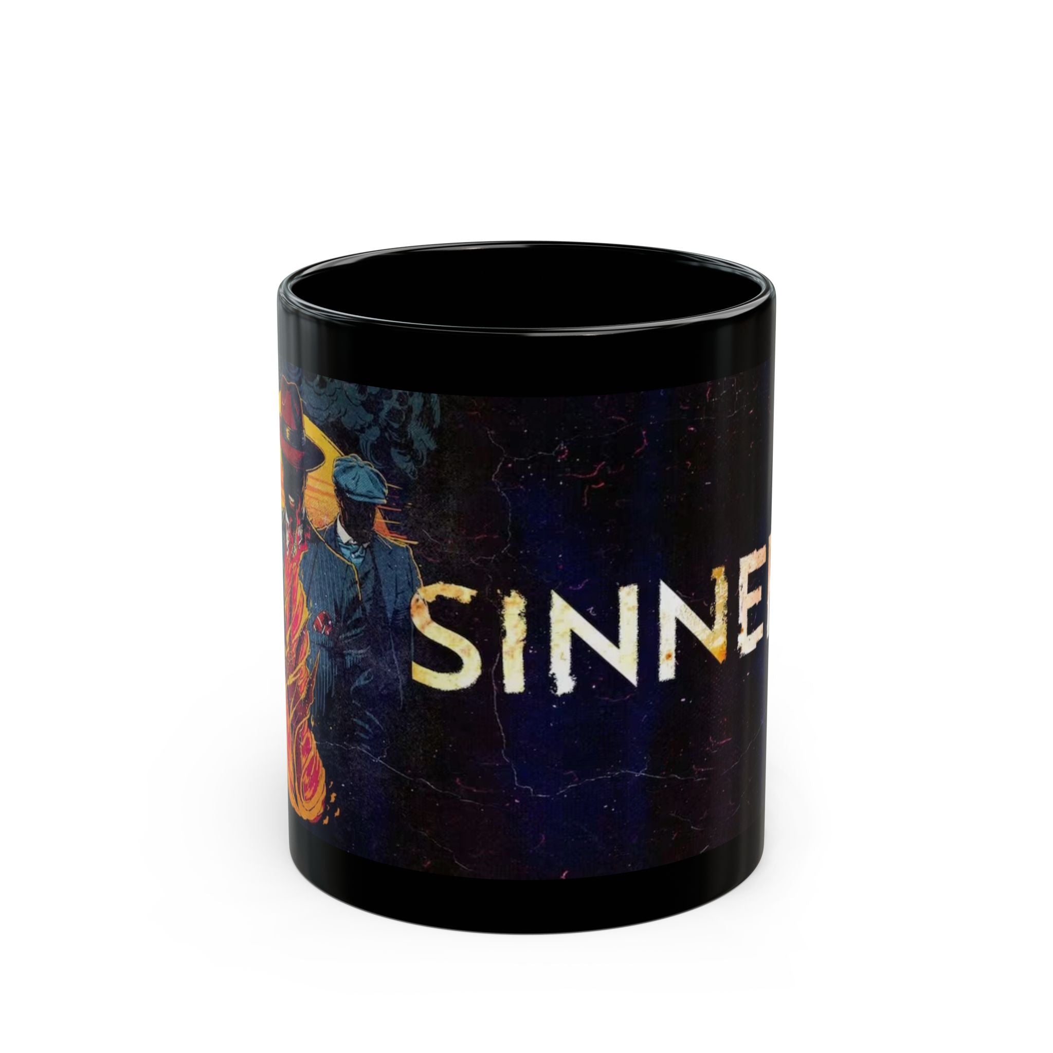 Black Ceramic Mug — 'Sinners' Vintage Art Gothic Coffee Cup