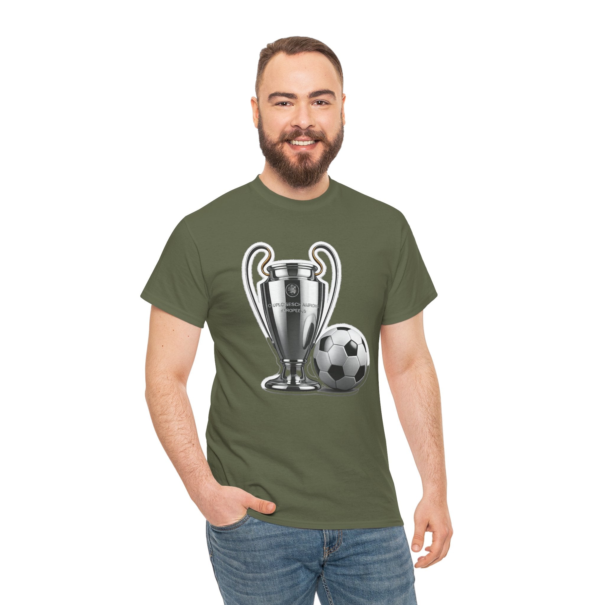 European Cup / Champions League Trophy & Ball Graphic Cotton T-Shirt