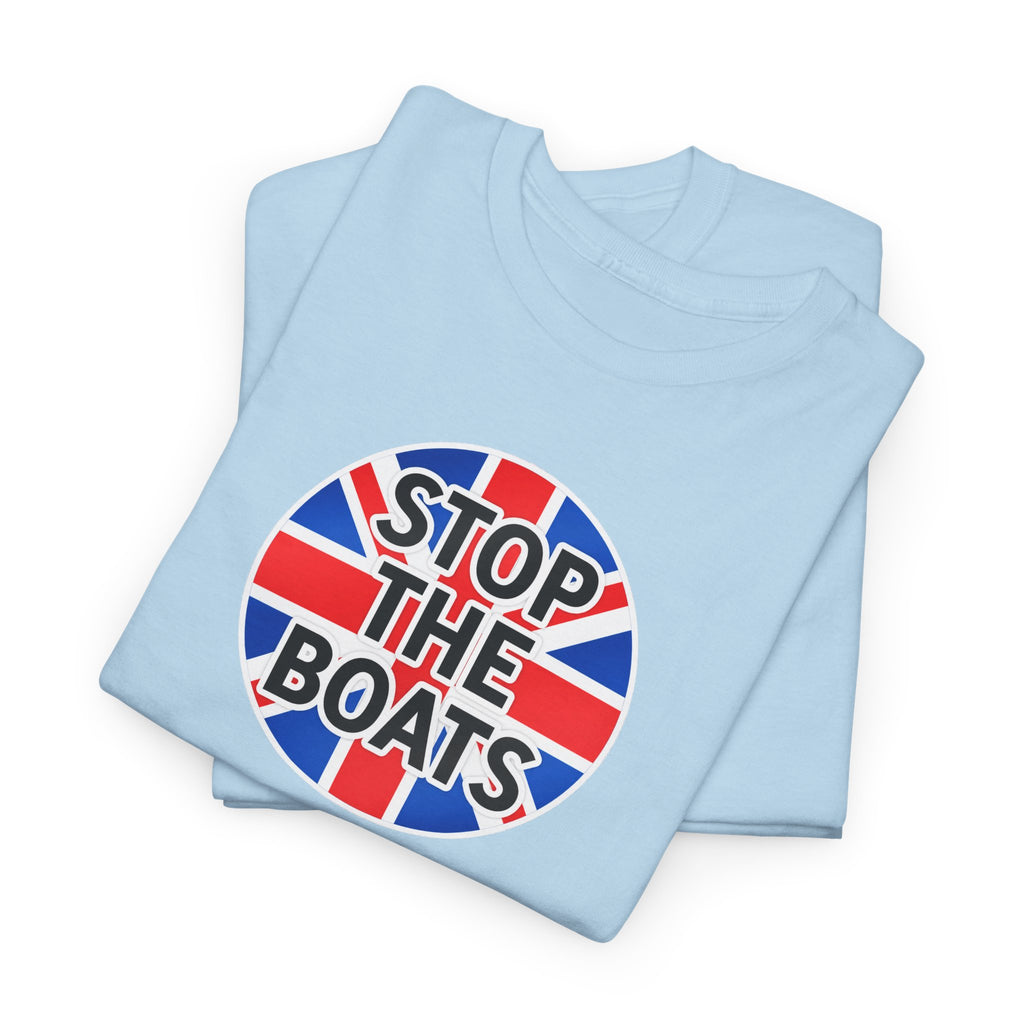 Stop The Boats Union Jack Protest Cotton T-Shirt / Tee