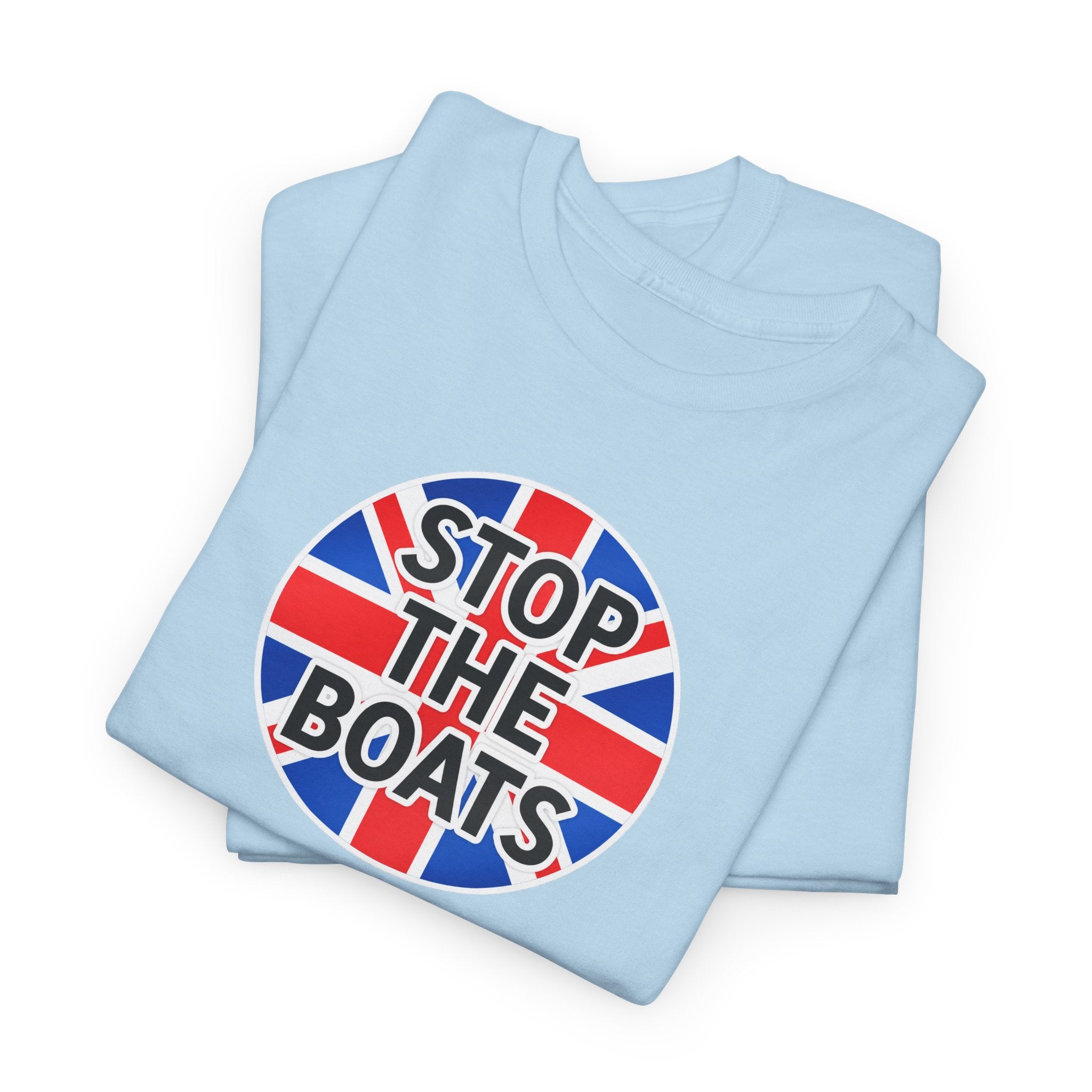 Stop The Boats Union Jack Protest Cotton T-Shirt / Tee