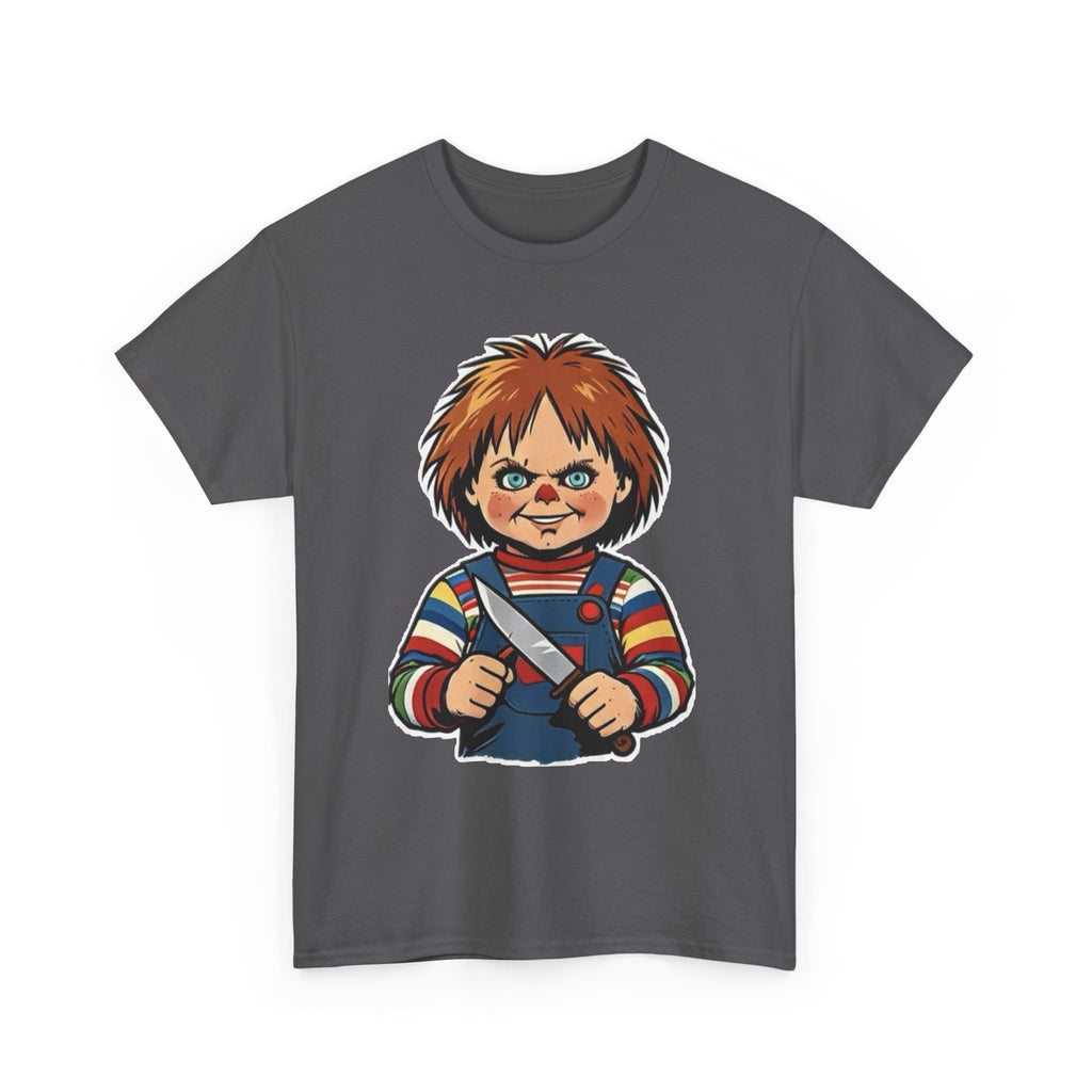 Horror Doll Knife Tee — Creepy Chucky-Inspired Graphic T-Shirt