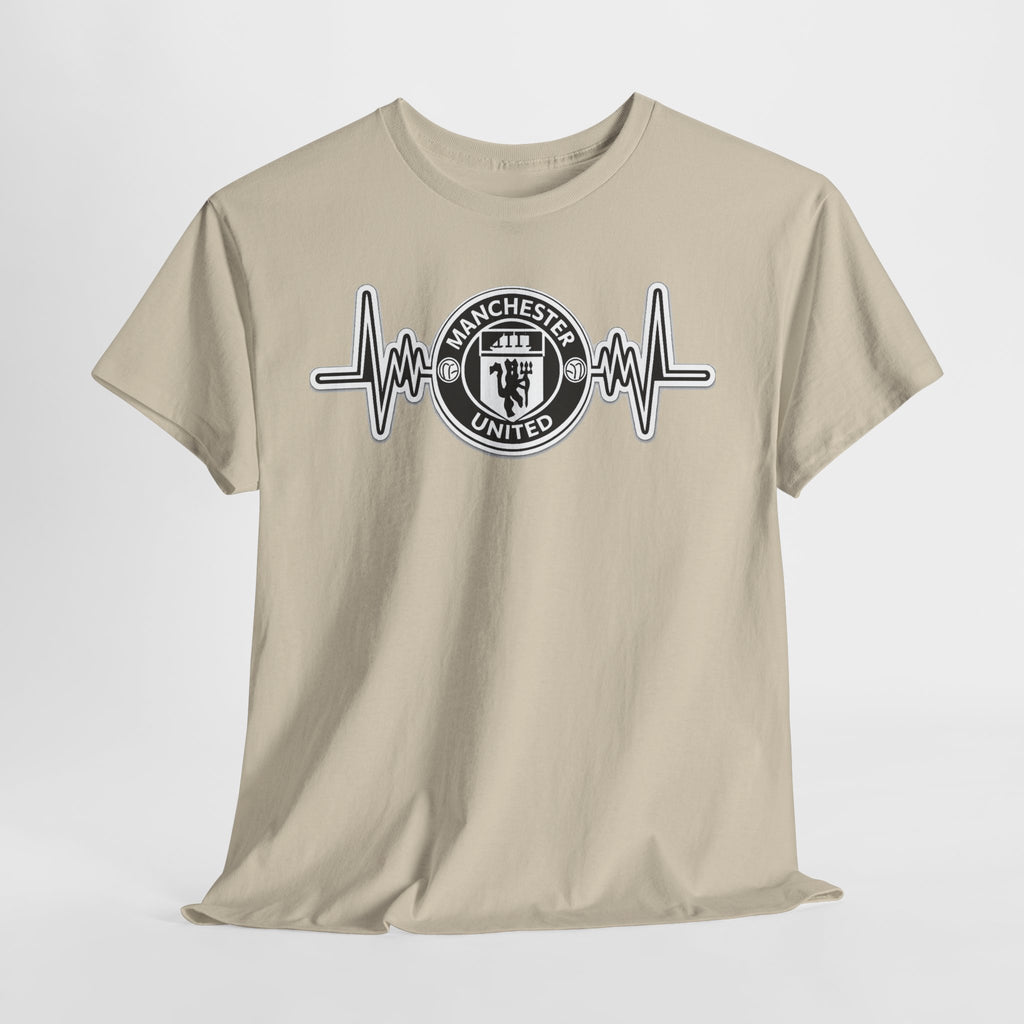 Manchester United Inspired Heartbeat T‑Shirt — Football Fan Pulse Tee