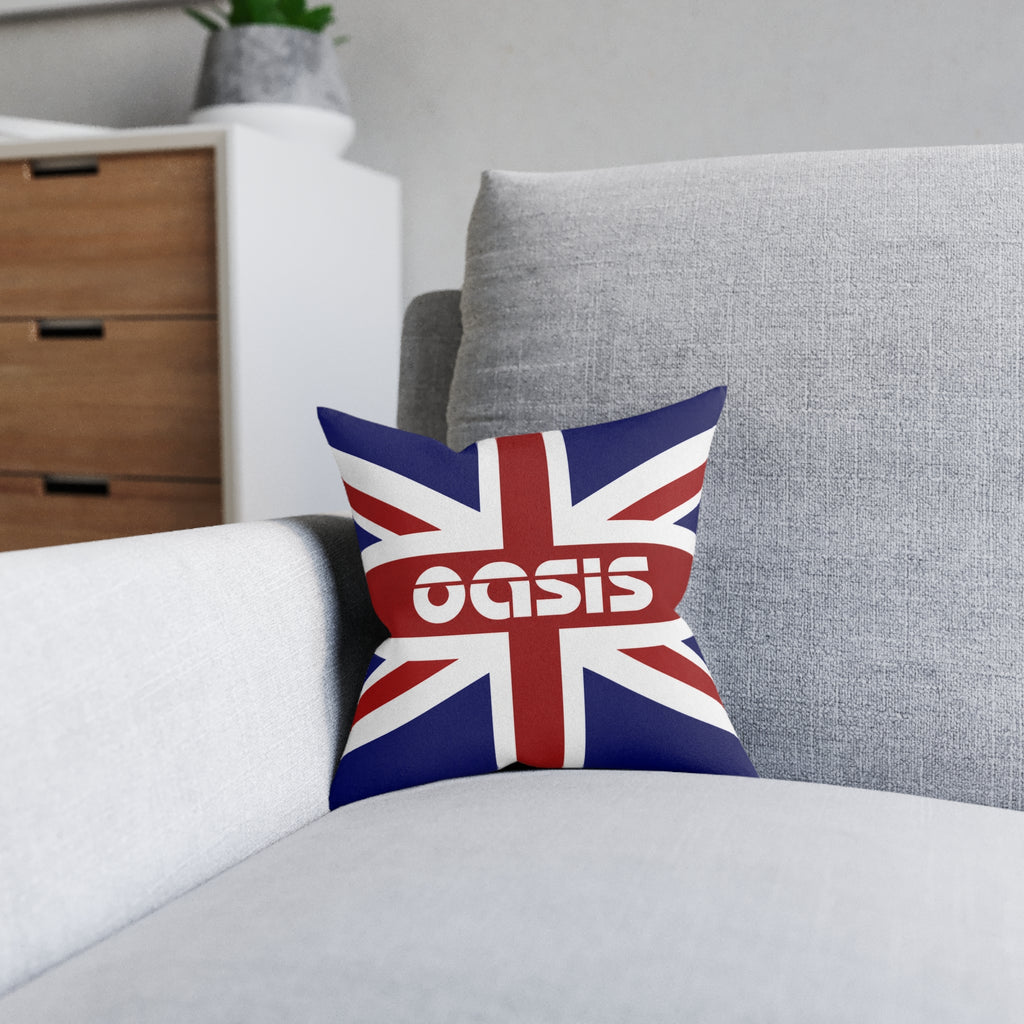 Union Jack Oasis Accent Pillow – British Rock Band Throw Cushion