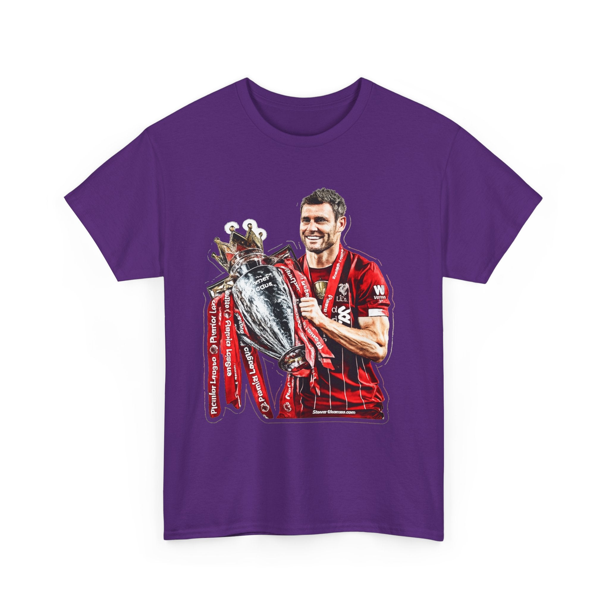 James Milner Liverpool Premier League Champion Trophy T-Shirt — Player Holding Premier Trophy