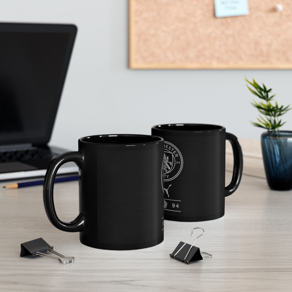 Manchester City Black Ceramic Mug (11oz, 15oz) — Football Club Crest & Puma Logo