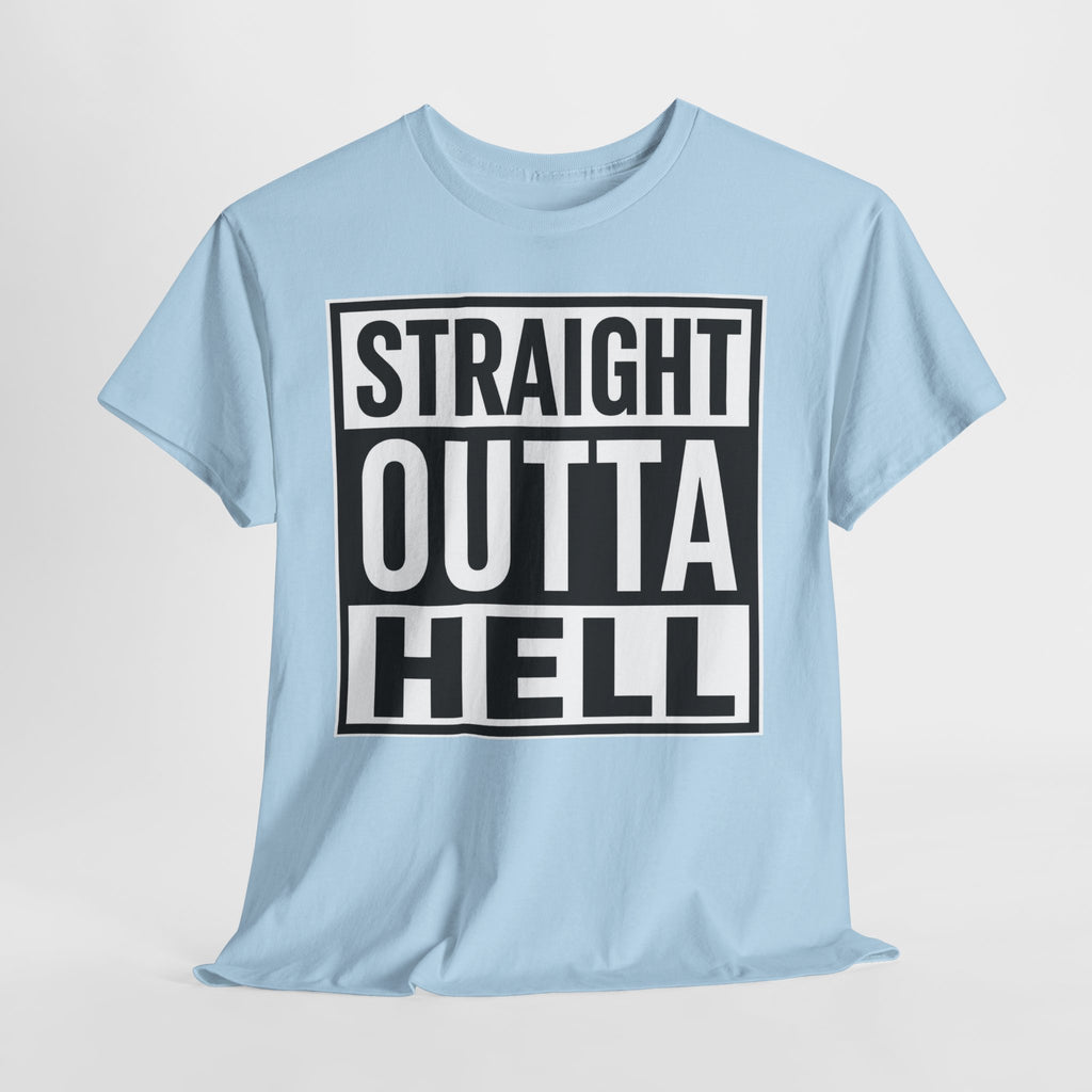 Straight Outta Hell T-Shirt — Bold Gothic Graphic Tee