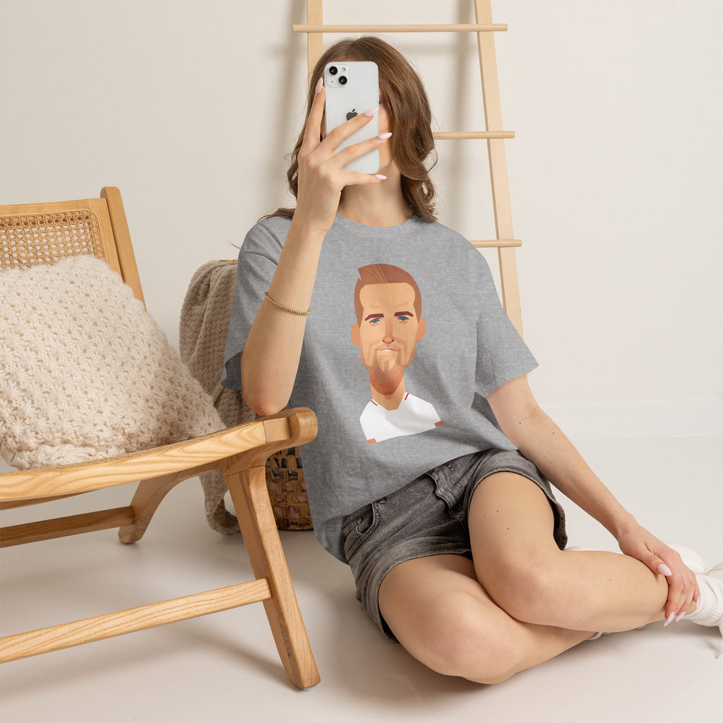 Harry Kane England Caricature Portrait Tee — Minimal Male Face Graphic Cotton T-Shirt