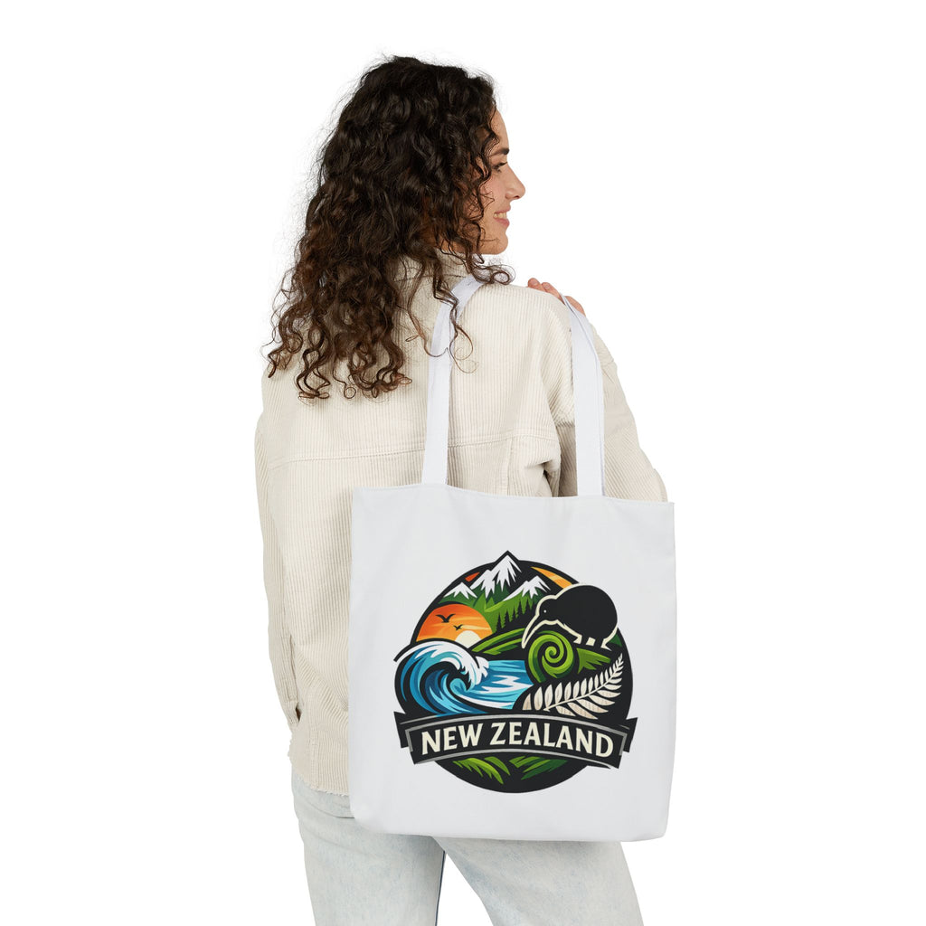 New Zealand Scenic Tote Bag — Kiwi, Mountains & Waves Canvas Tote