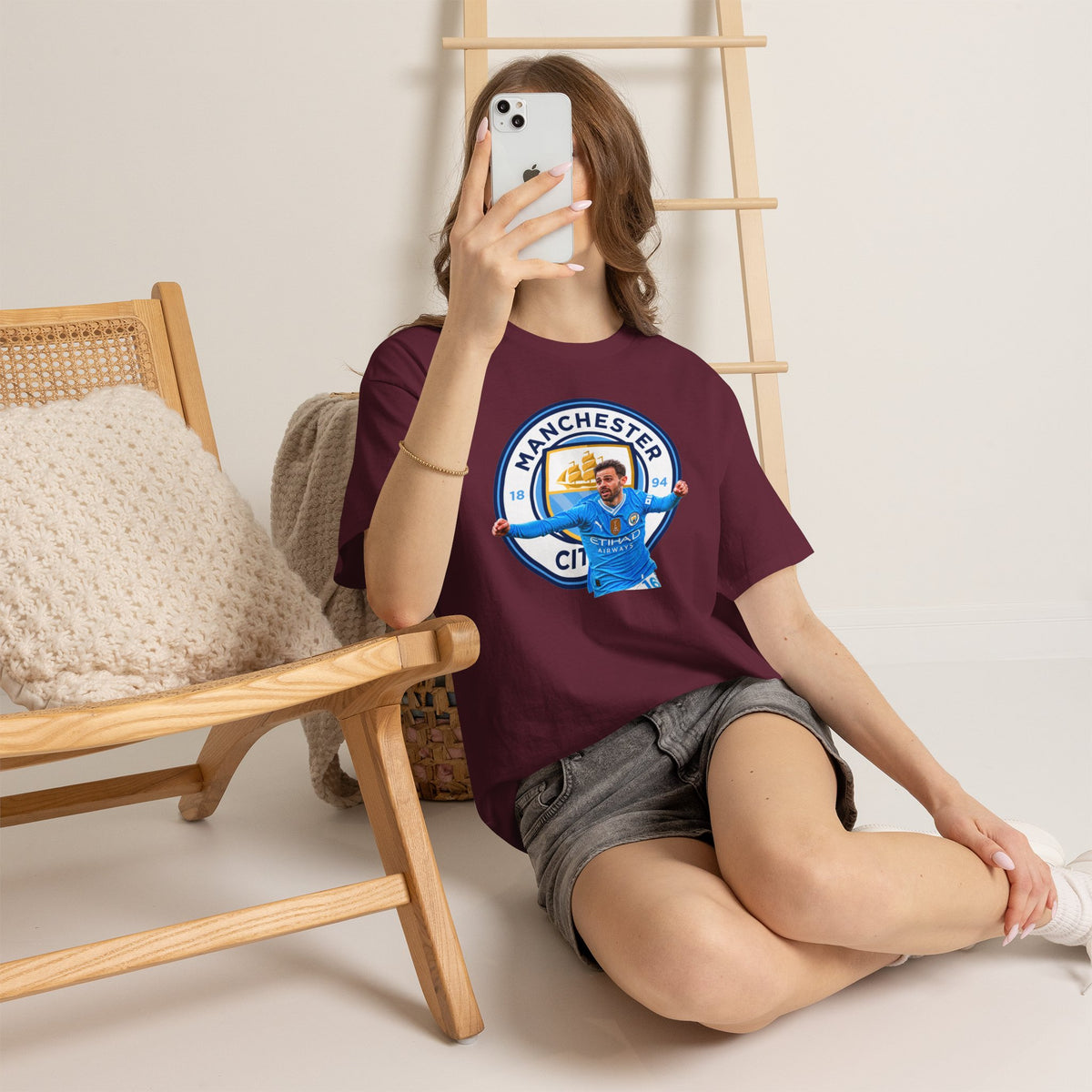 Bernardo SIlva Manchester City legend Cotton T‑Shirt — Blue Crest Football Tee