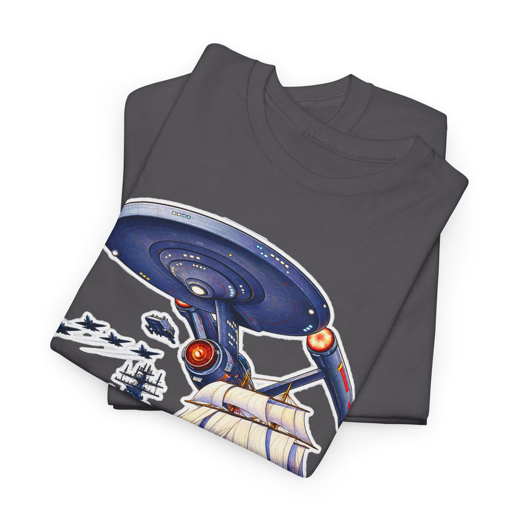 Nautical Starship Called Enterprise T-Shirt — Vintage Sailing Ship Meets Spaceship Graphic Tee