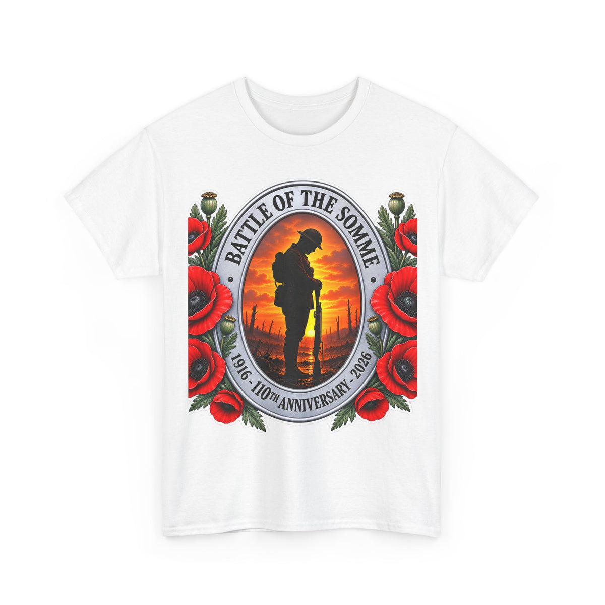 Battle of the Somme Memorial Cotton T-Shirt — 100th Anniversary Poppy Tribute