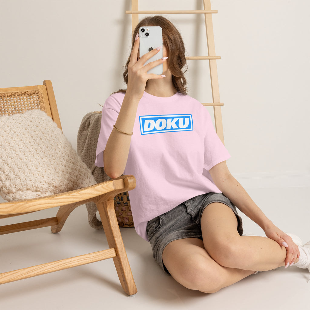 Doku Manchester City Player Logo Cotton Tee — Minimal Blue Box Graphic T-Shirt