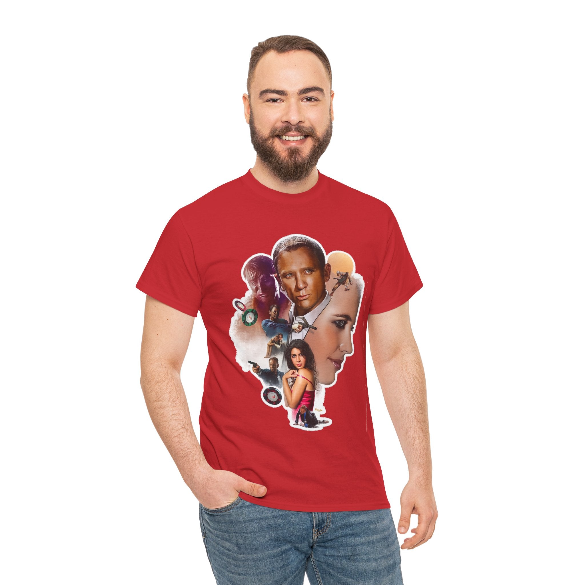 Jame Bond Movie Collage T‑Shirt — Vintage Film Noir Portrait Tee