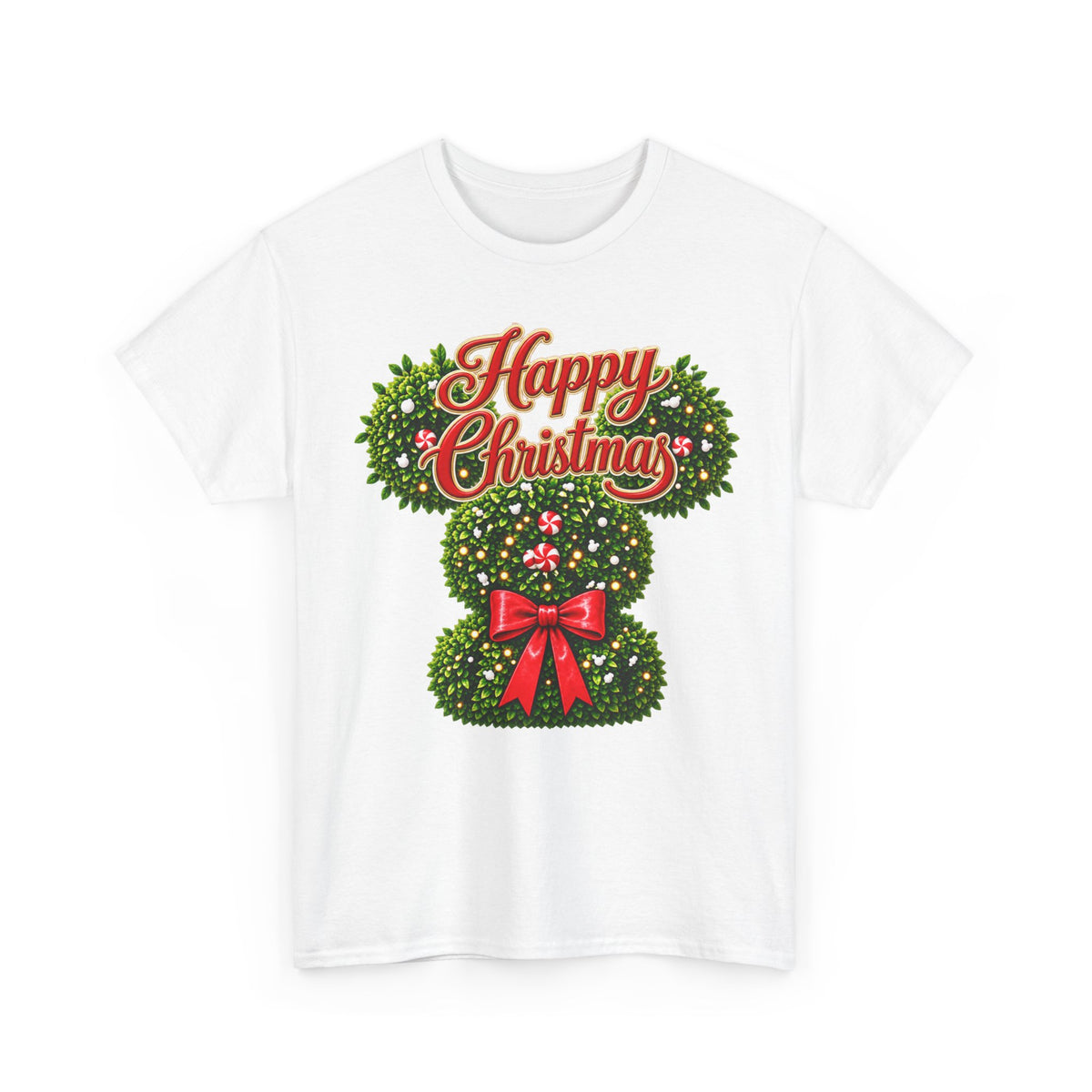 Christmas Wreath Mouse Tee – "Happy Christmas" Holiday Graphic T-Shirt