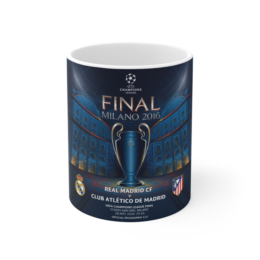 2016 UEFA Champions League Final Programme Cover Inspired Ceramic Coffee Mug — 11oz/15oz