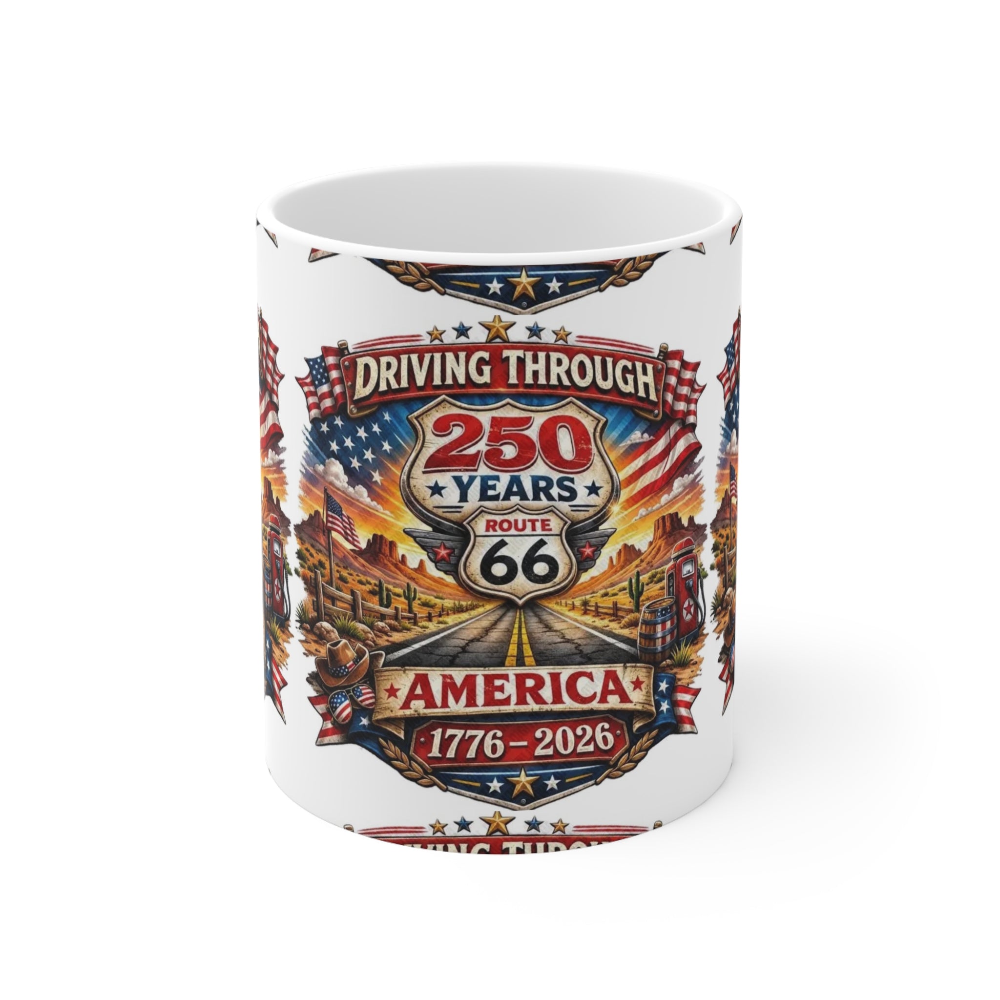 Route 66 250 Years America Mug – 1776-2026 Commemorative Ceramic Coffee Cup (11oz/15oz)