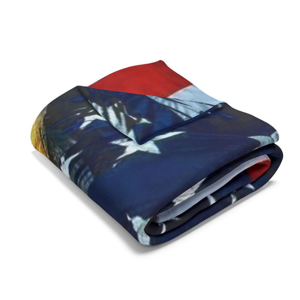 Patriotic Bald Eagle Fleece Blanket — American Flag Throw for 4th of July & Veterans