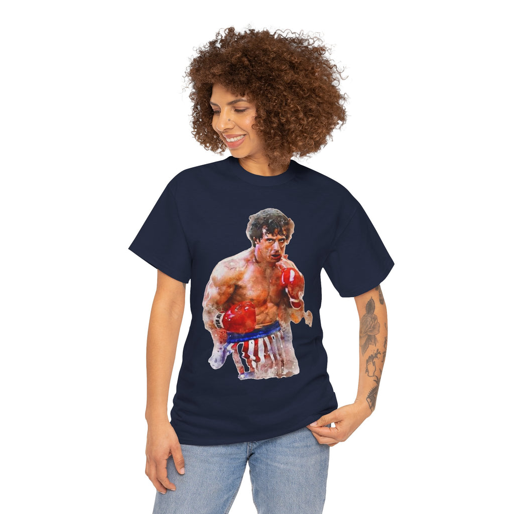 Boxer Rocky Painting T‑Shirt — Vintage American Flag Boxing Tee