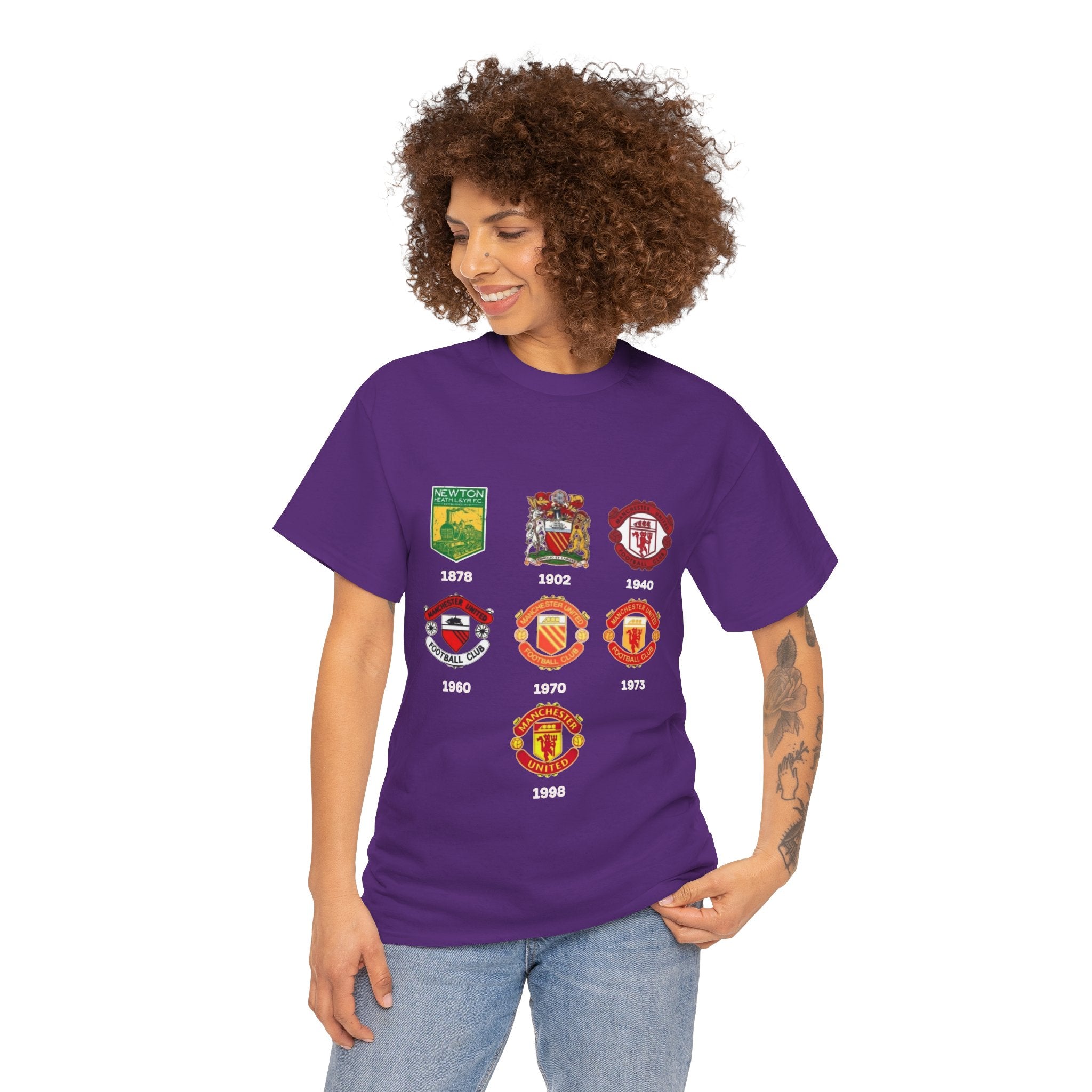 Manchester United Crest Evolution T-Shirt — Vintage Club Logo Timeline Tee
