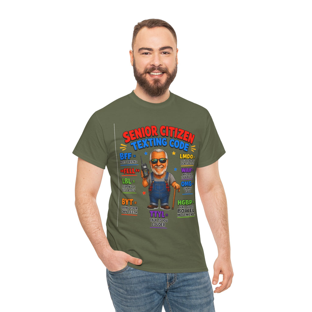 Senior Citizen Texting Code T-Shirt — Funny Grandpa Grandma Retirement Gift