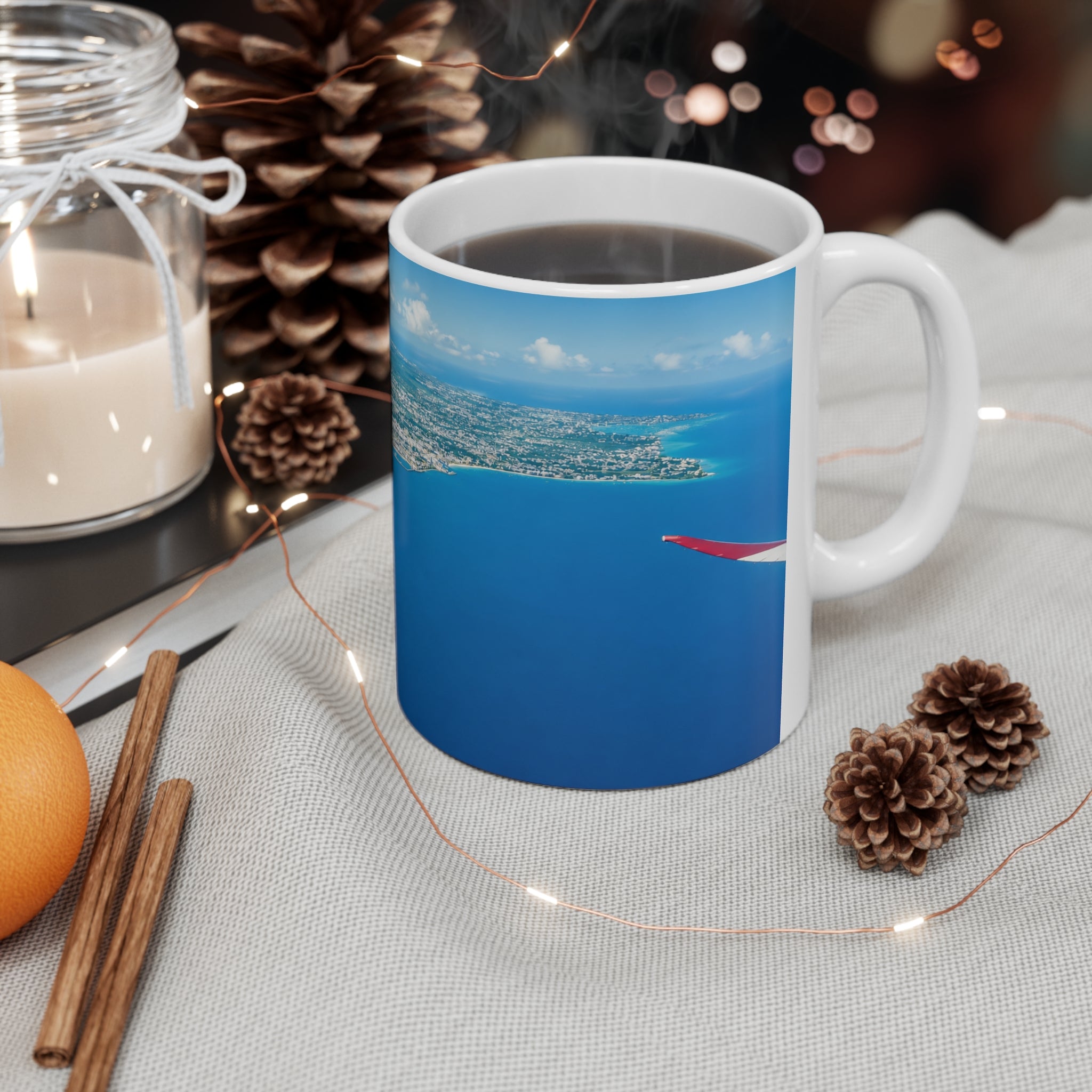 Barbados Coastal Aerial Photo Ceramic Mug — Ocean Blue 11oz & 15oz