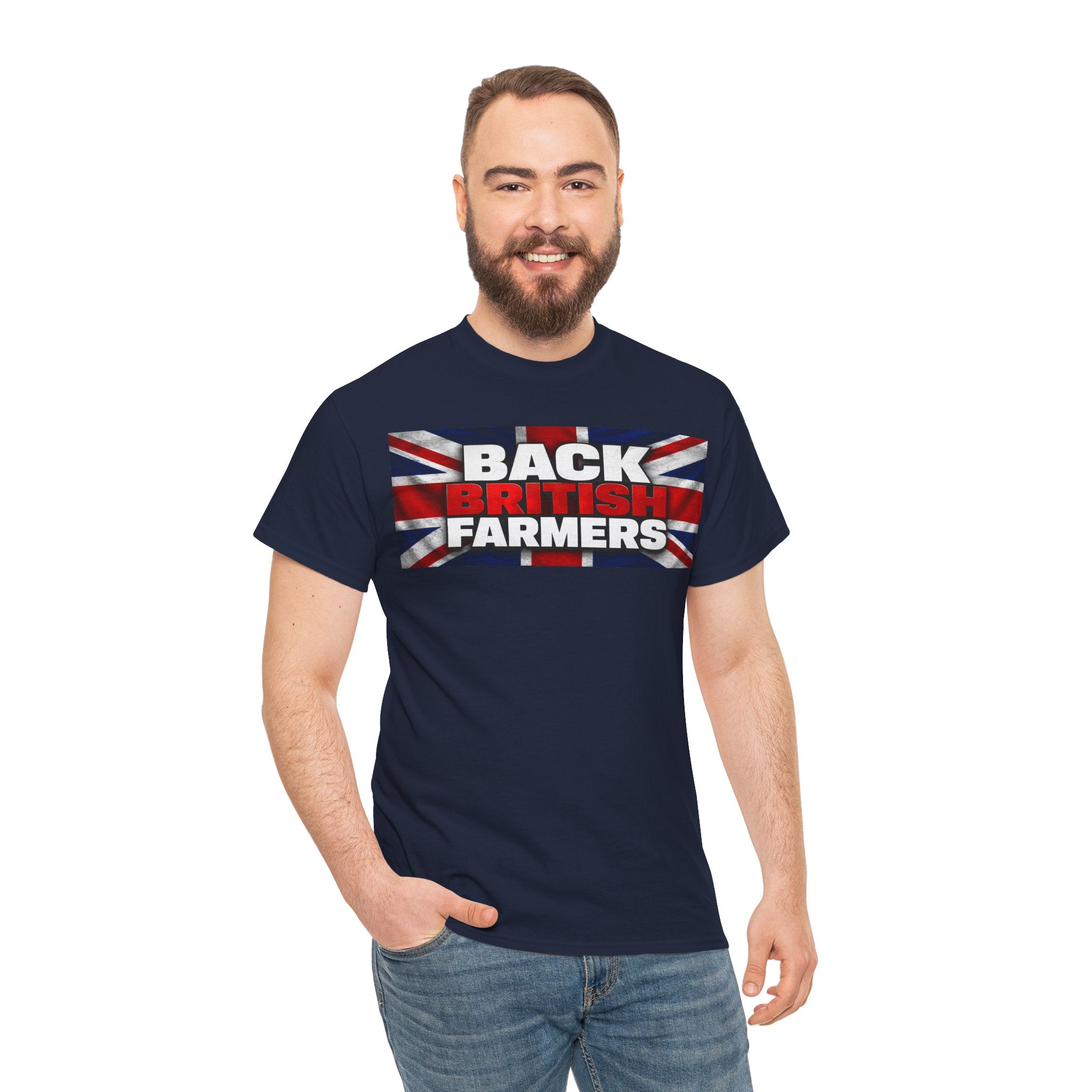 Back British Farmers T-Shirt — Union Jack Support Tee for UK Farmers