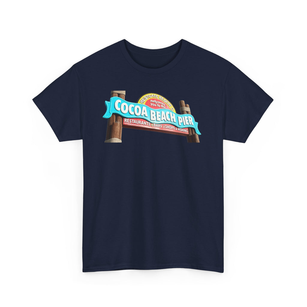 Cocoa Beach Pier T‑Shirt — Retro Beach Sign Vacation Tee