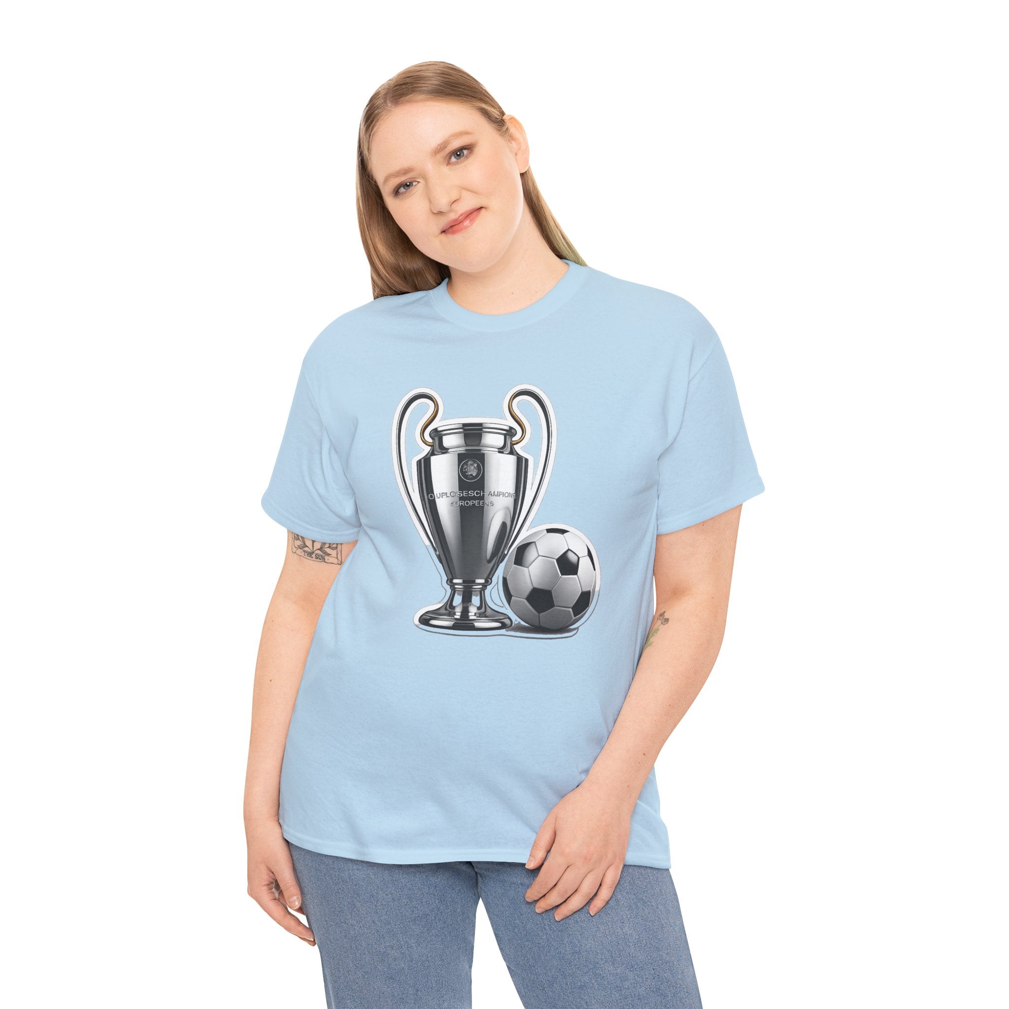 European Cup / Champions League Trophy & Ball Graphic Cotton T-Shirt