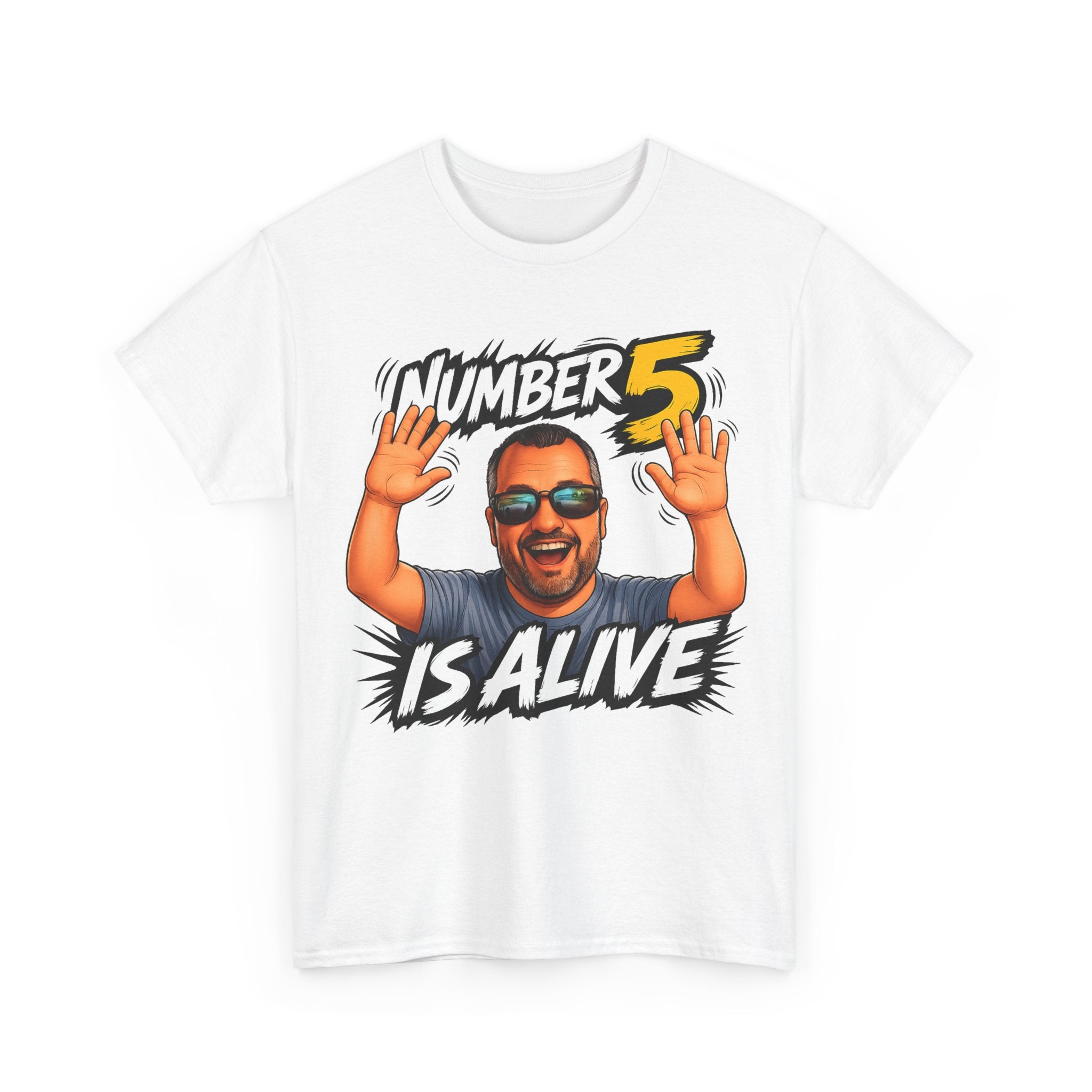 Number 5 Is Alive Graphic Tee — Funny Meme Face T‑Shirt