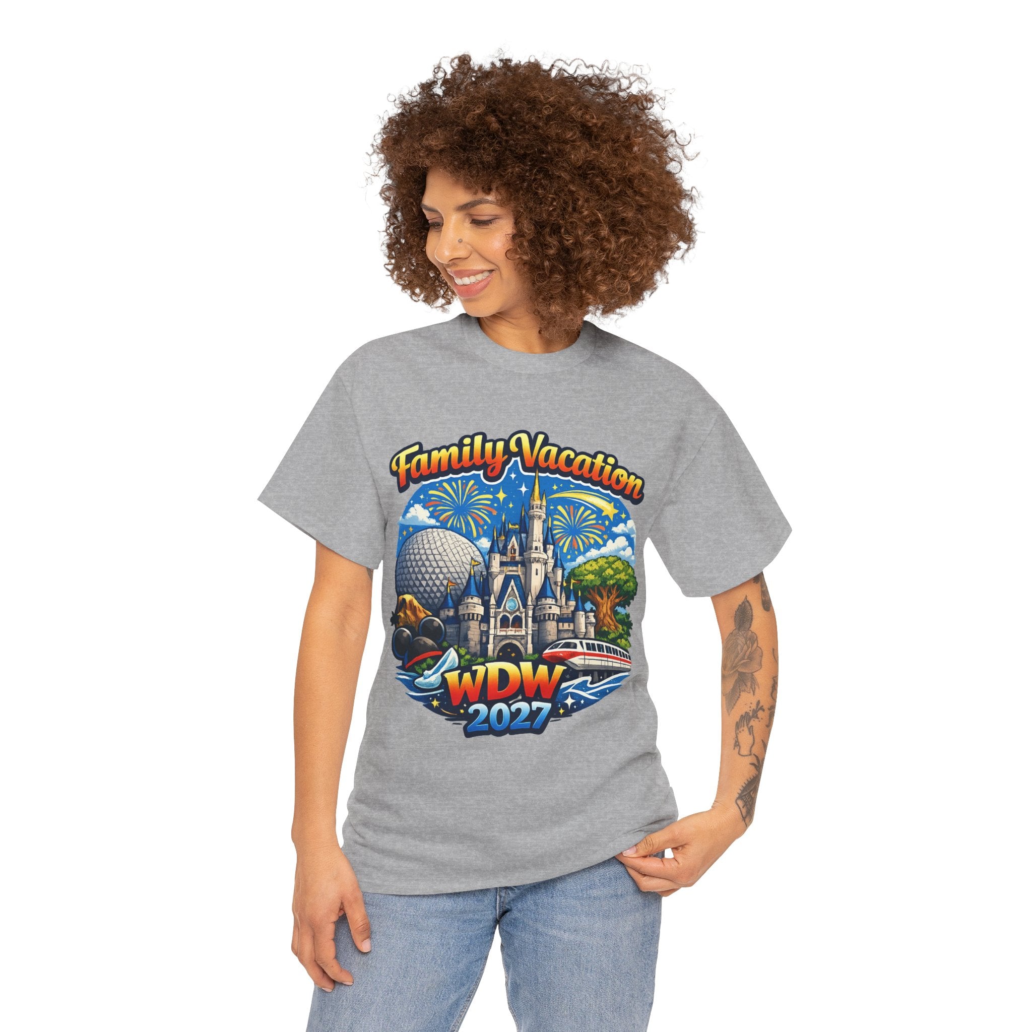 Family Vacation WDW 2027 T-Shirt – Disney Park Castle & Fireworks Vacation Tee