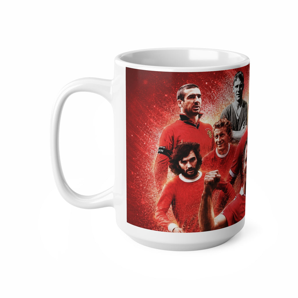 Manchester United Football Legends Ceramic Mug — Retro Soccer Team Collage (11oz, 15oz)