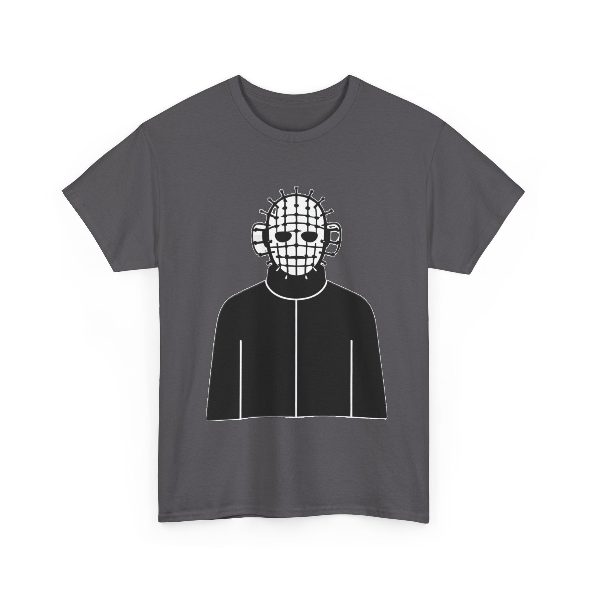 Horror Mask Graphic Tee — Pinhead-Inspired Skull Design