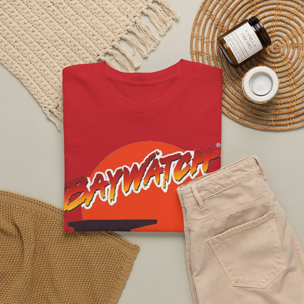 Baywatch Lifeguard Sunset Cotton T-Shirt