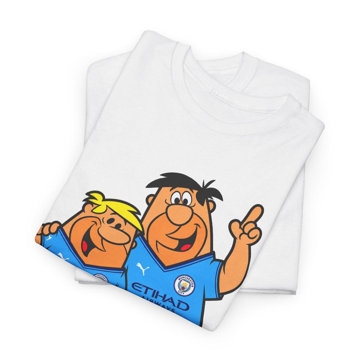 Manchester City The Flintstones Etihad Airways Cartoon Cotton T-Shirt
