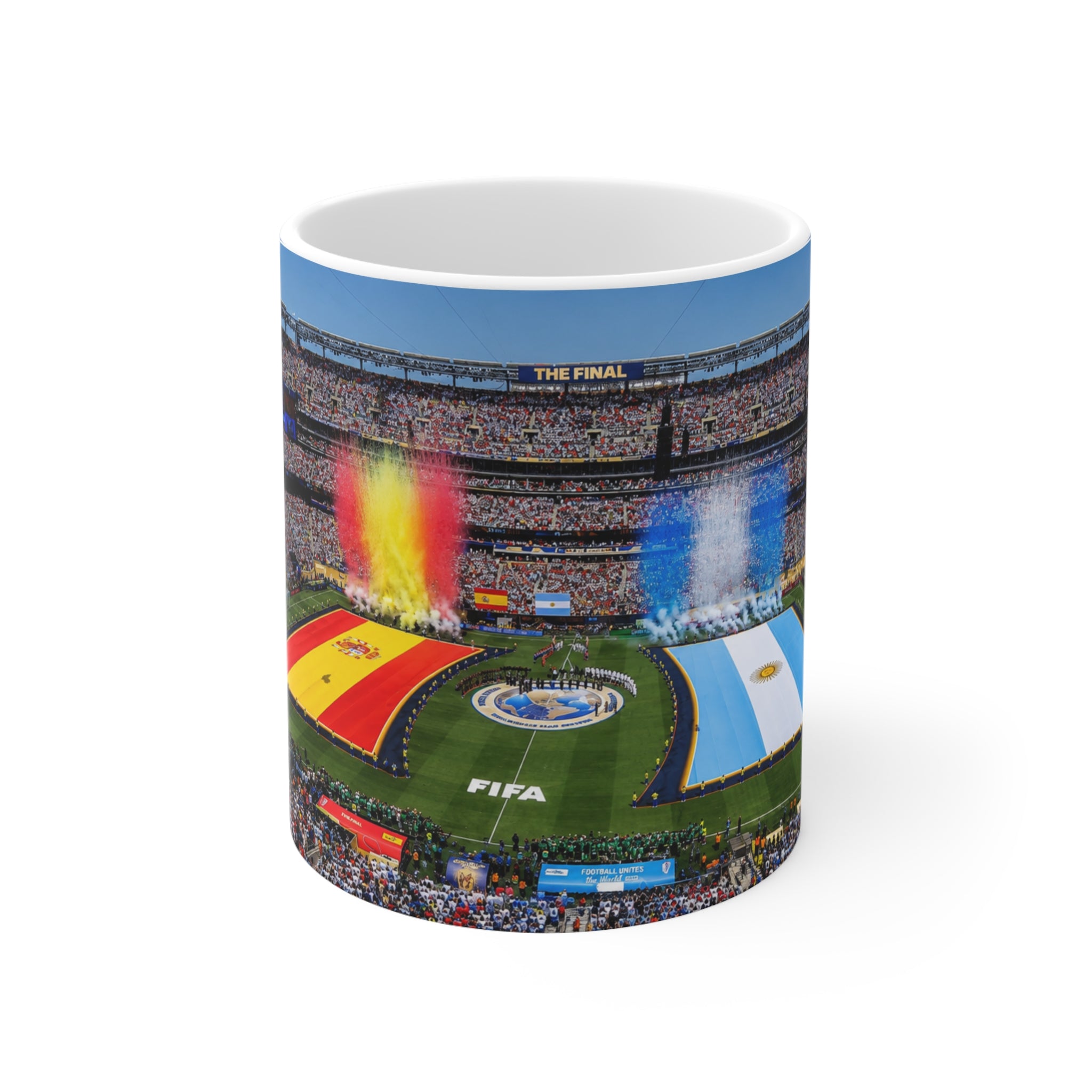 World Cup Final 2026 Stadium Mug – Spain & Argentina Flags 11oz/15oz Ceramic Coffee Cup