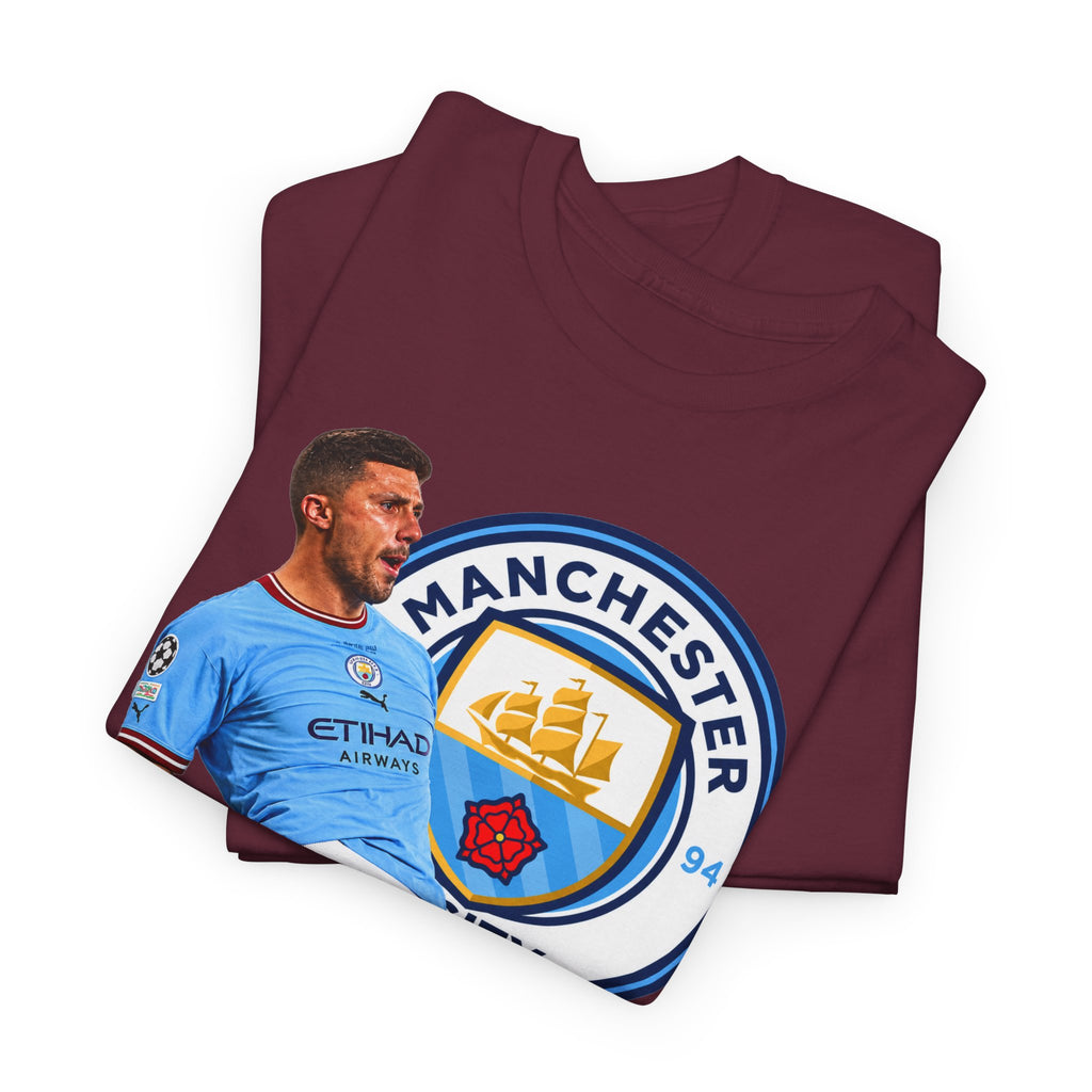 Rodri Manchester City Legend Cotton T-Shirt – Celebratory Slide Graphic Tee